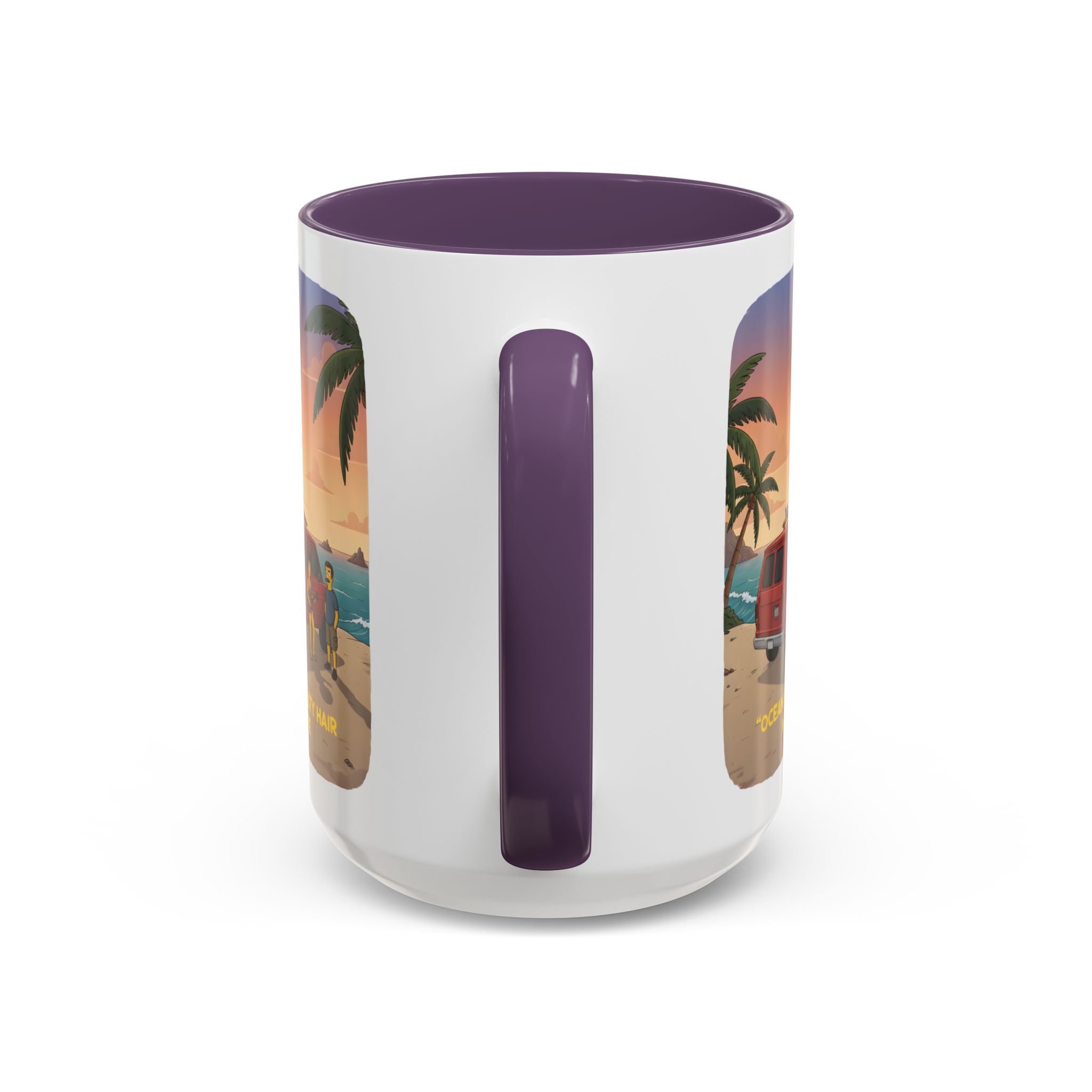 Accent Coffee Mug (11, 15oz) — "Ocean Air Salty Hair Van Life" Design Sitcom-Line