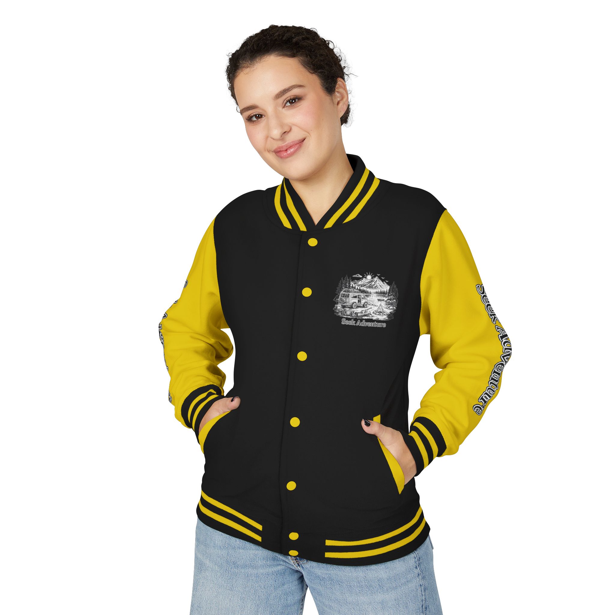 16874836716821288837_2048-2.jpeg Unisex Heavyweight Letterman Jacket — "Seek Adventure" Travel Varsity Coat