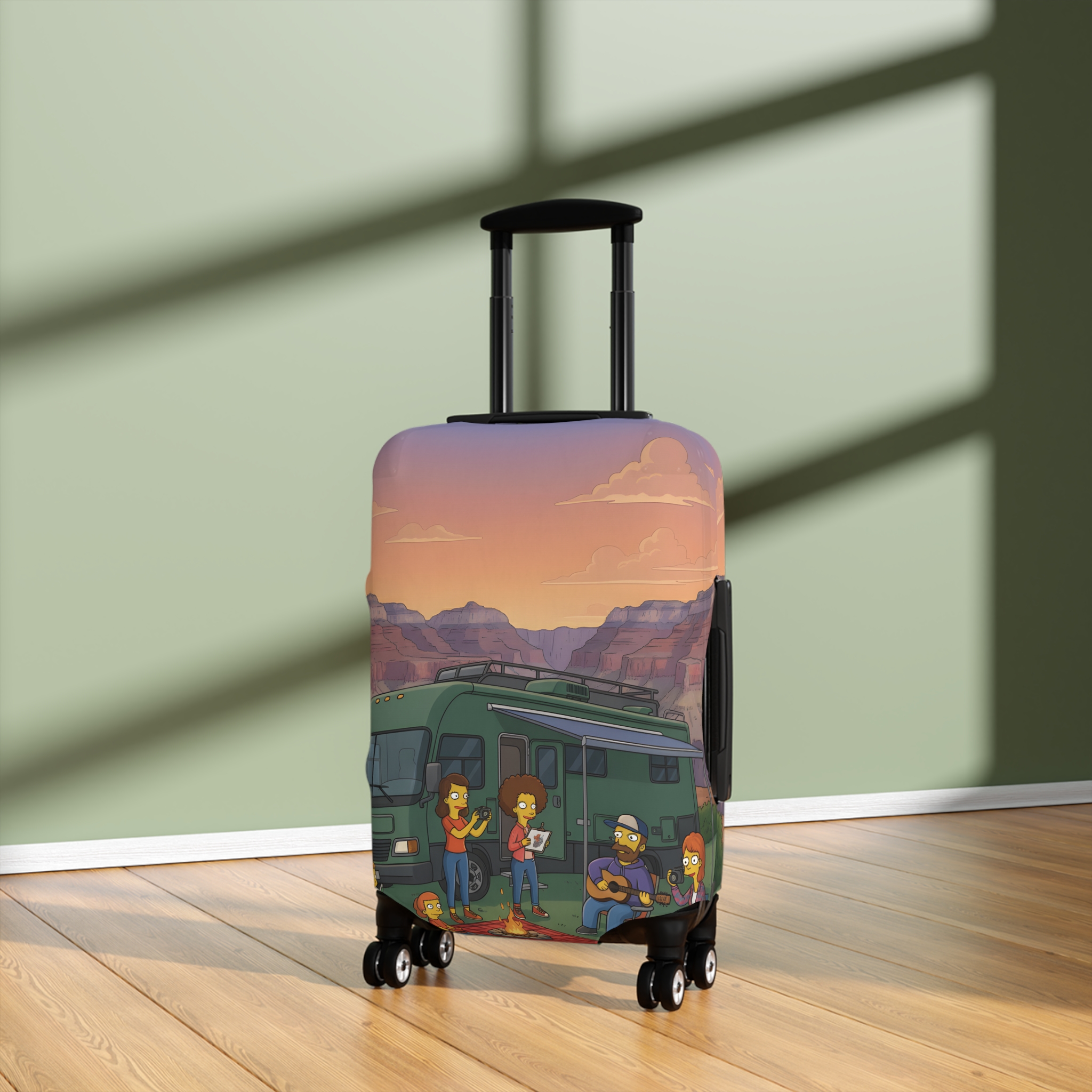 16875756603816453841_2048.jpeg Luggage Cover — Adventure Camper Sketch Travel Suitcase(Design Sitcom-Line)