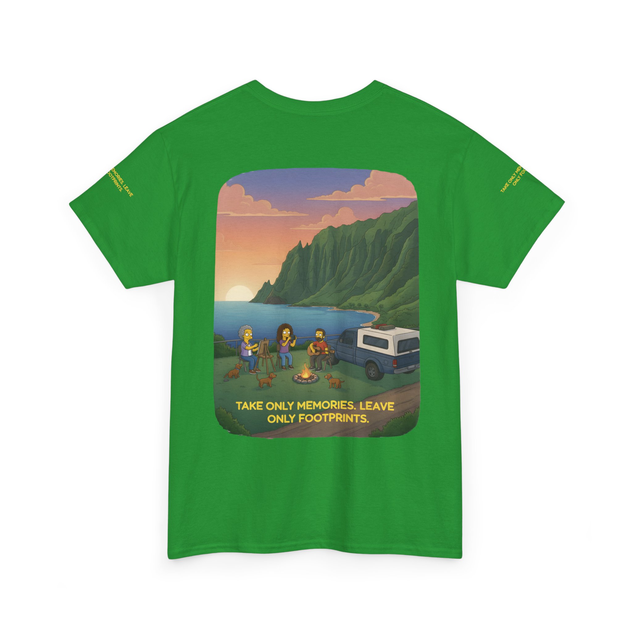 Unisex Heavy Cotton Tee — "Take Only Memories-Leave Only Footprints" Design Sitcom-Line