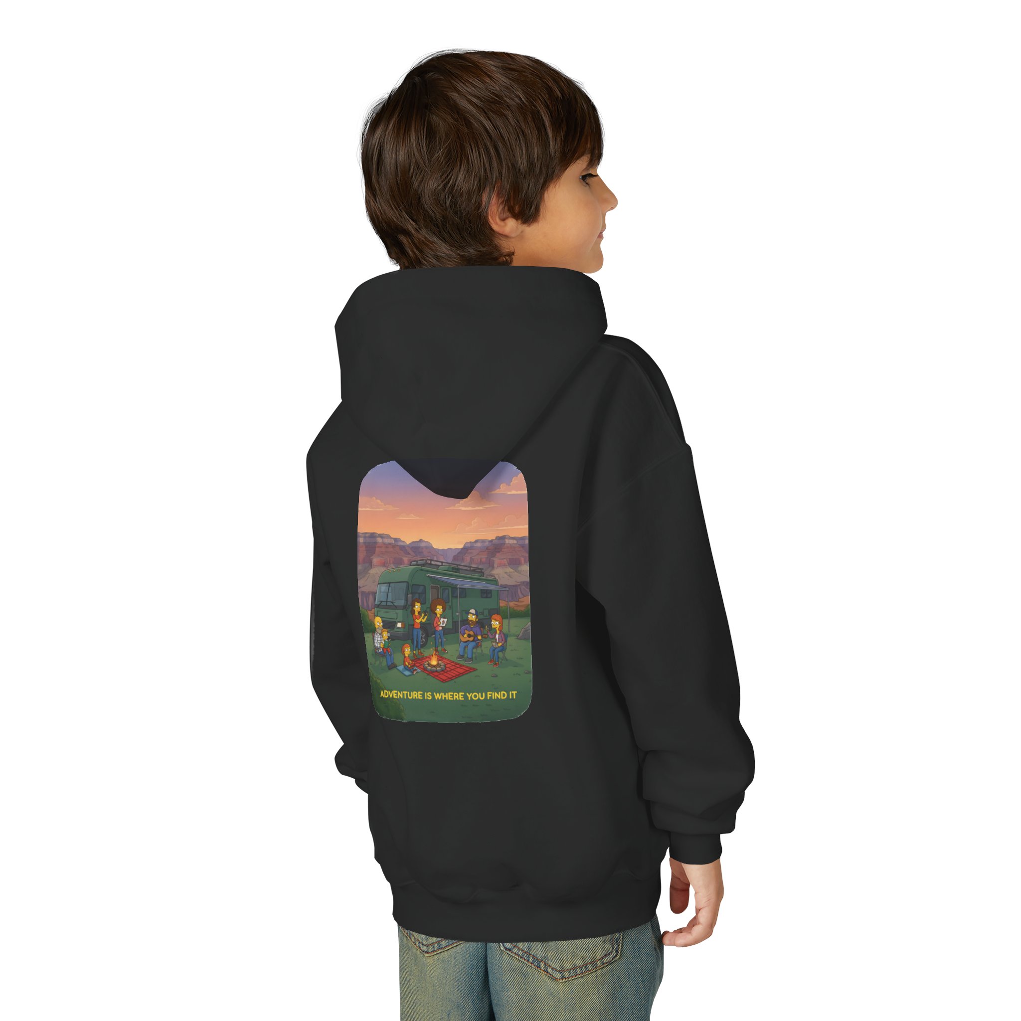 Youth Hoodie(Gildan) – "Adventure Is Where You Find It" (Design Sitcom-Line)
