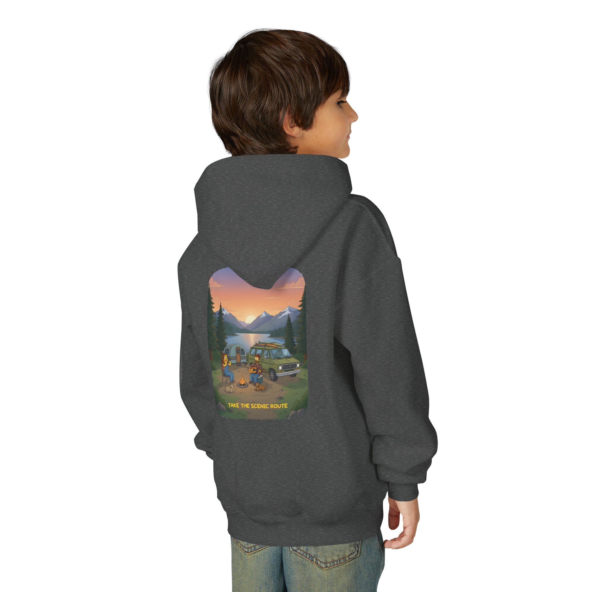 16882074784664088596_2048.jpeg Youth Hoodie(Gildan) – "Take The Scenic Route" (Design Sitcom-Line)