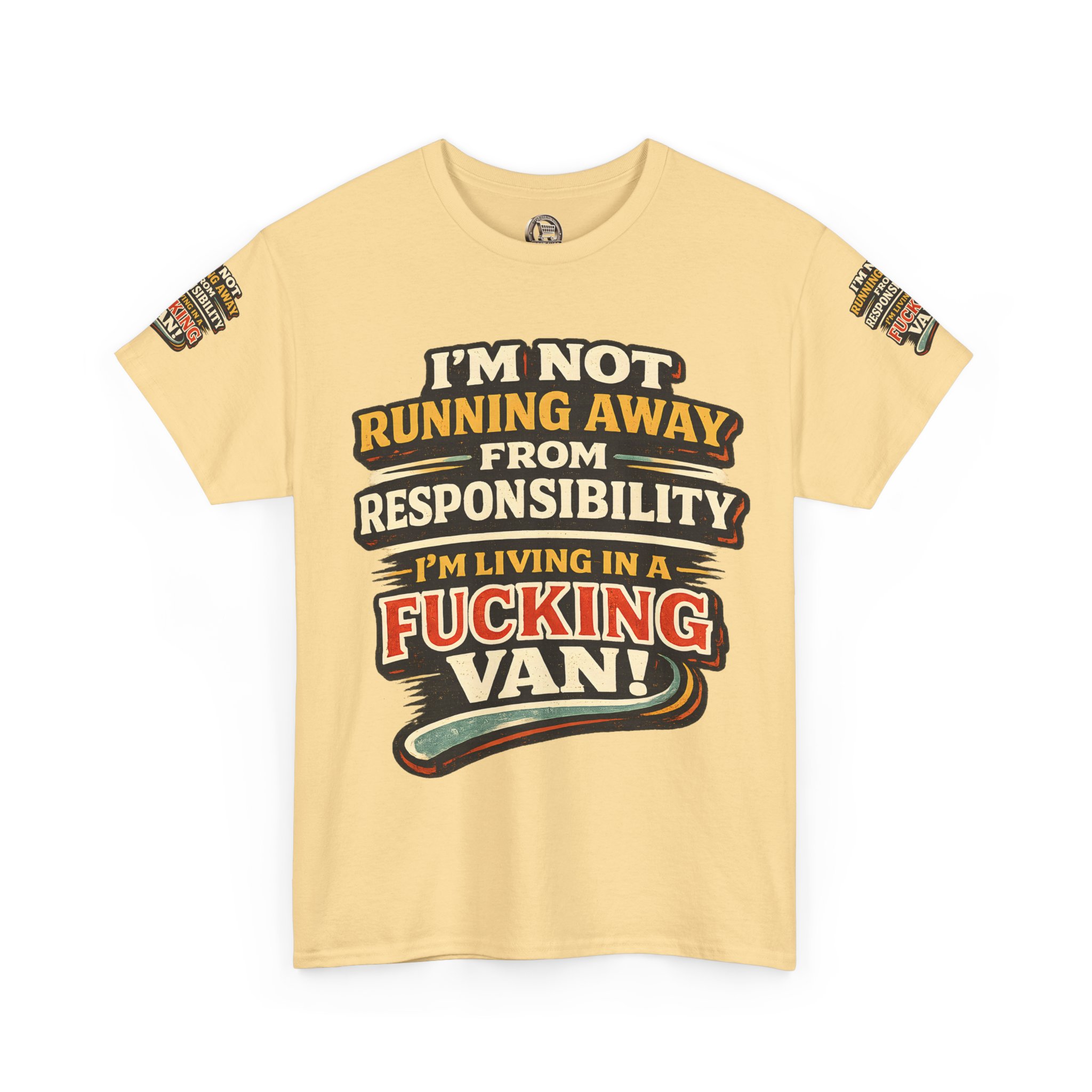 Unisex Heavy Cotton Tee — "I`m Not running Away" Design F**K-Line