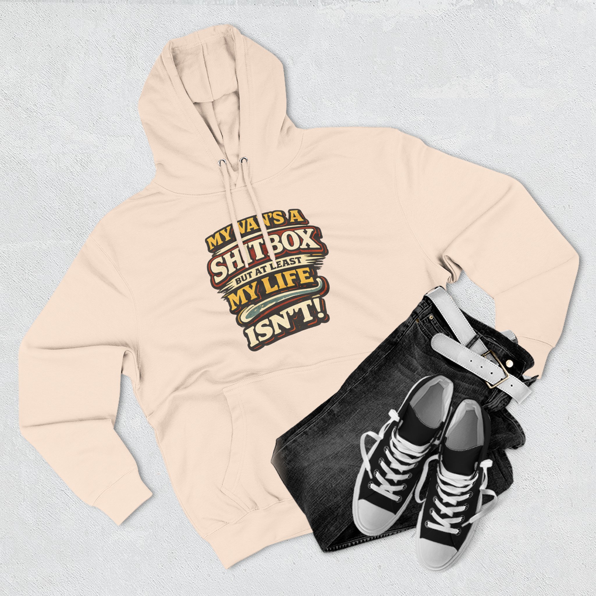 Three-Panel Fleece Hoodie - "My Van`s A Shitbox" Design F**K-Line