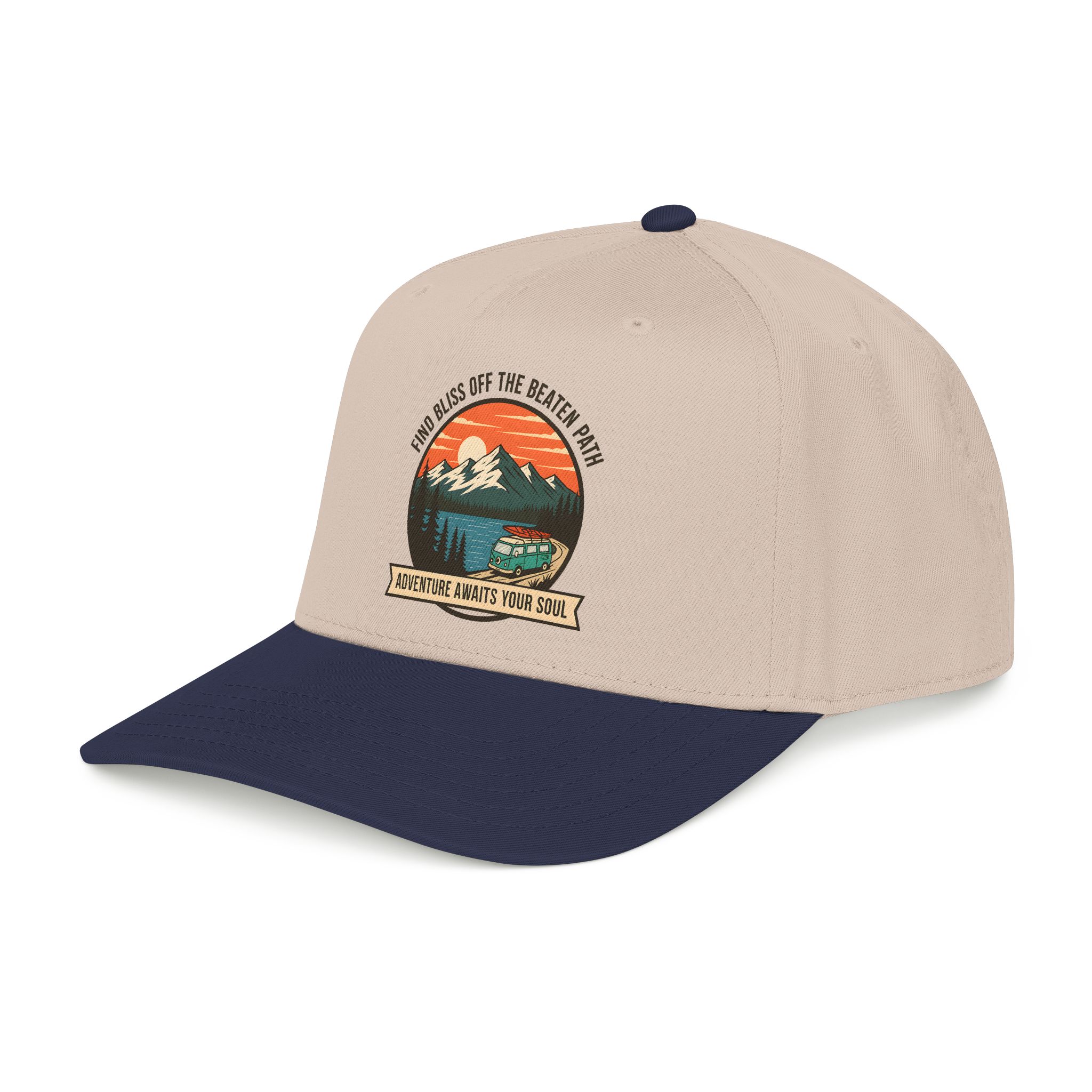 16891758826037826224_2048.jpeg Baseball Cap — "Find Bliss of the beaten patch-Adventure Awaits Your Soul" Vintage Mountain Camp Camper Design