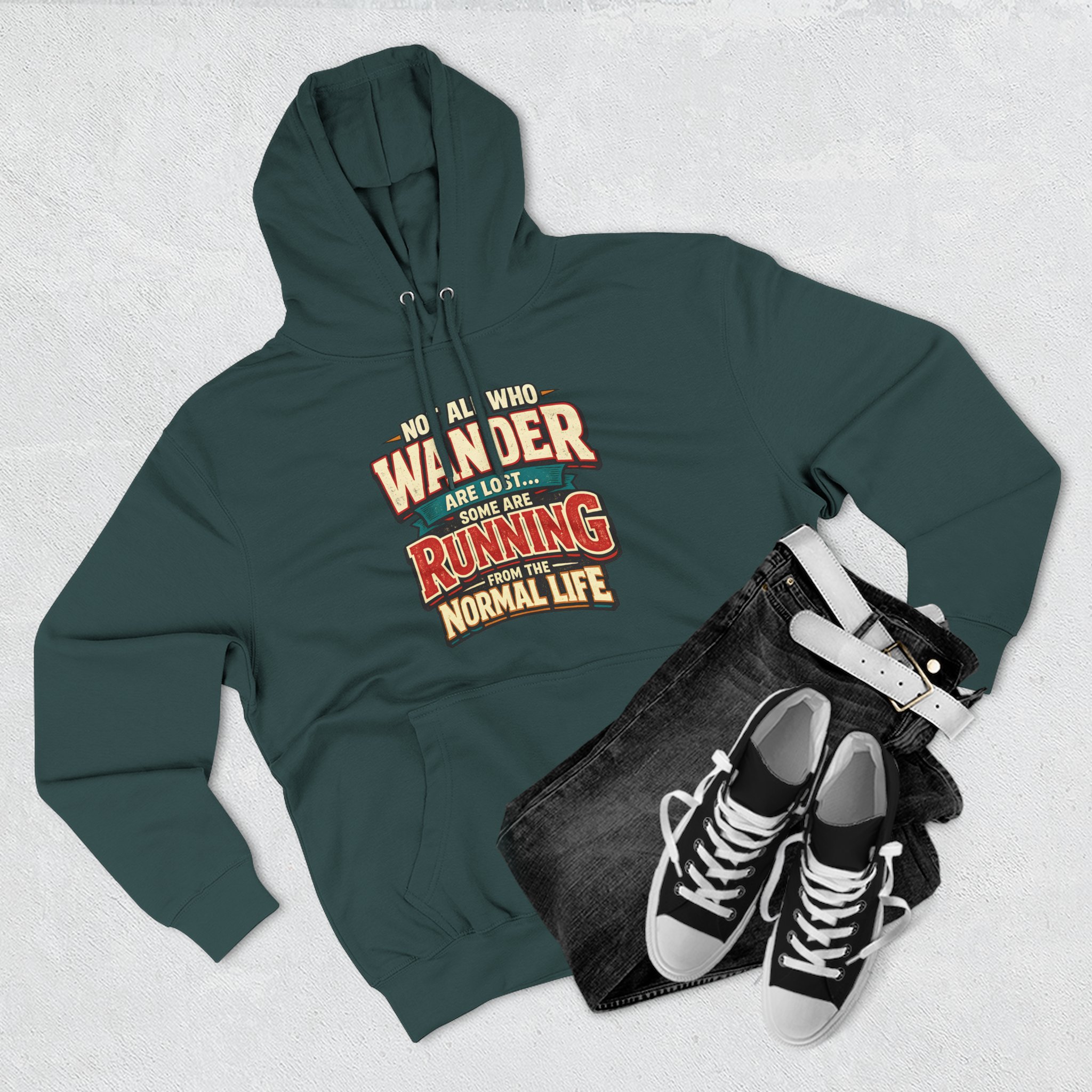 Three-Panel Fleece Hoodie - "Not All Who Wander Are Lost" Design F**K-Line