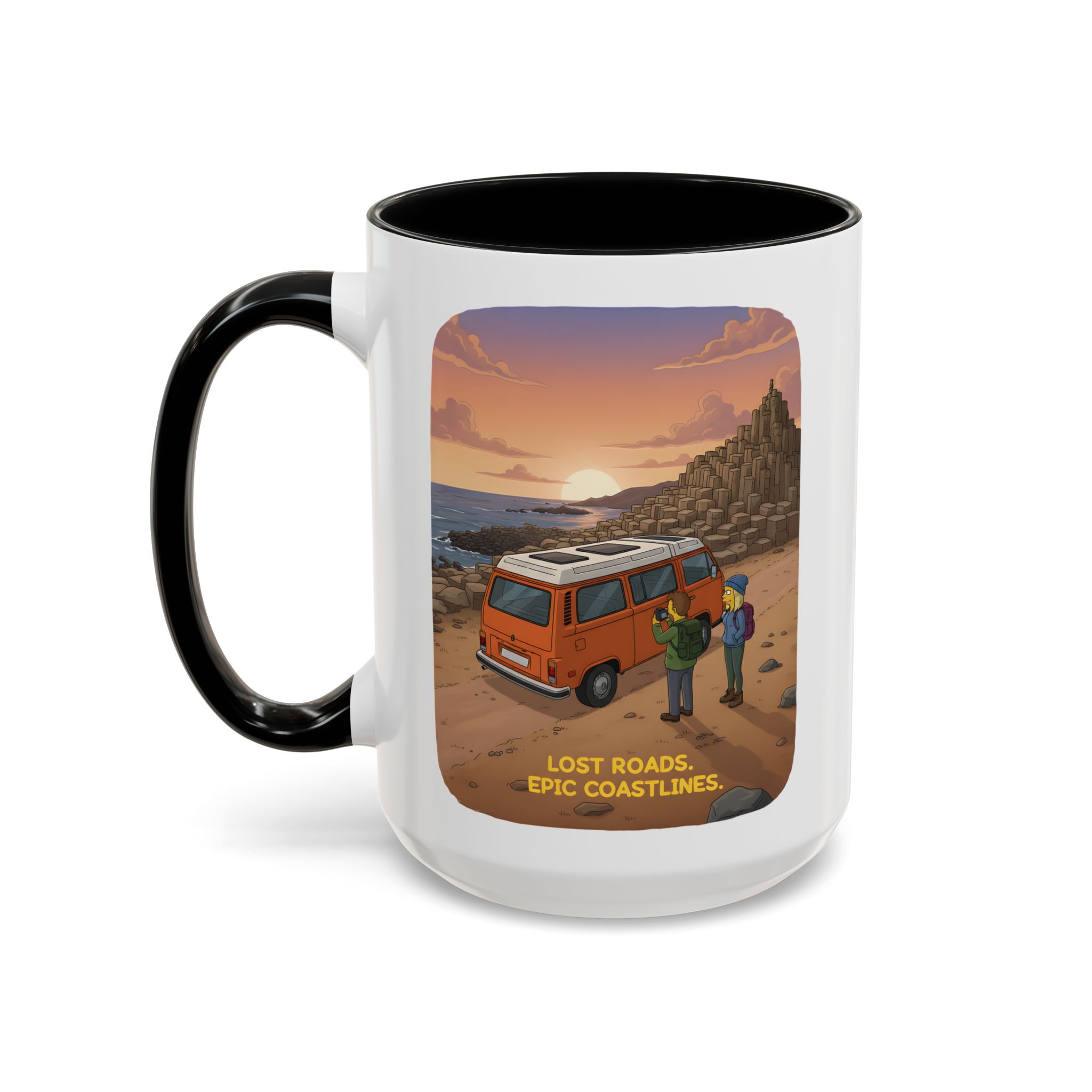 Accent Coffee Mug (11, 15oz) — "Lost Roads Epic Coastlines" Design Sitcom-Line