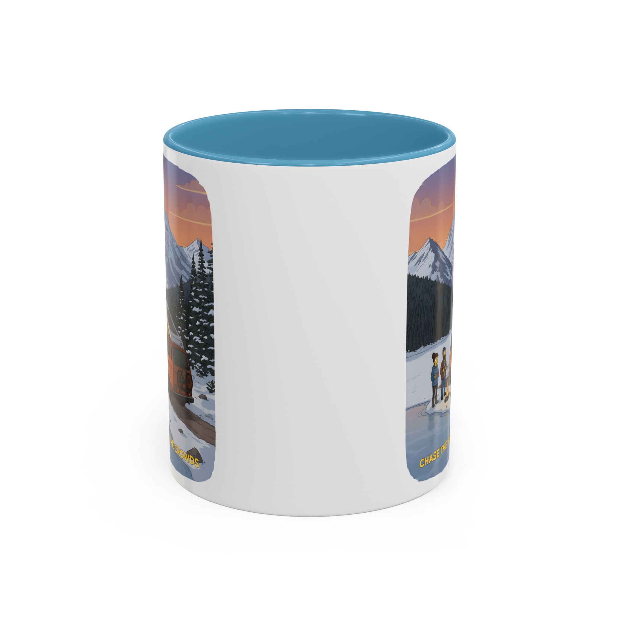 Accent Coffee Mug (11, 15oz) — "Chase The Views-Not The Crowds"" Design Sitcom-Line
