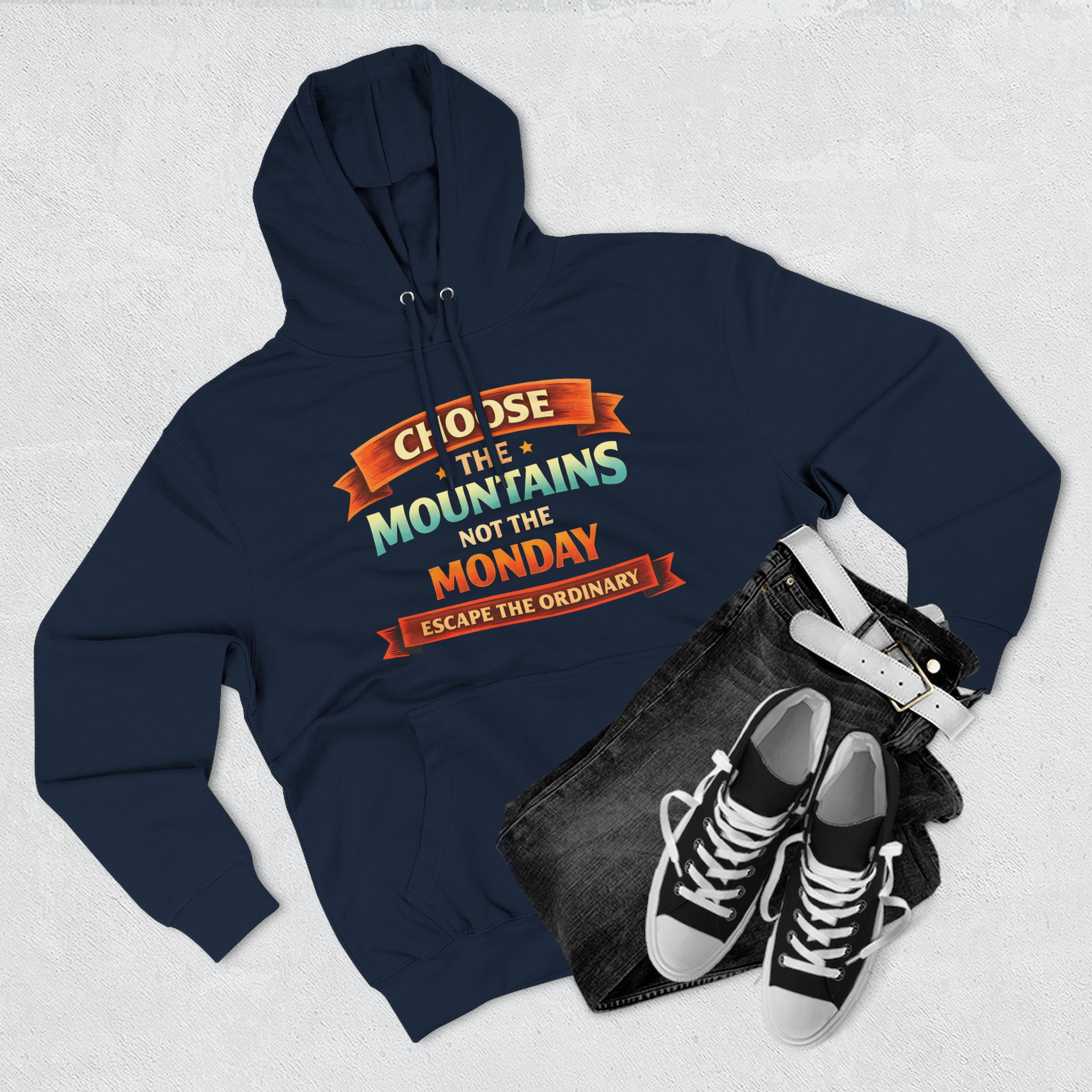 Three-Panel Fleece Hoodie - "Choose The Mountens" Design Scenic-Line