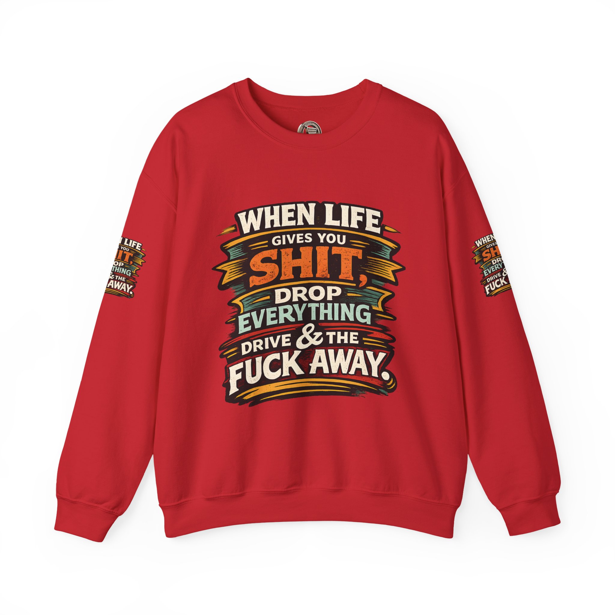 Unisex Heavy Blend™ Crewneck Sweatshirt — "When Live Gives You Shit" Design F**K-Line
