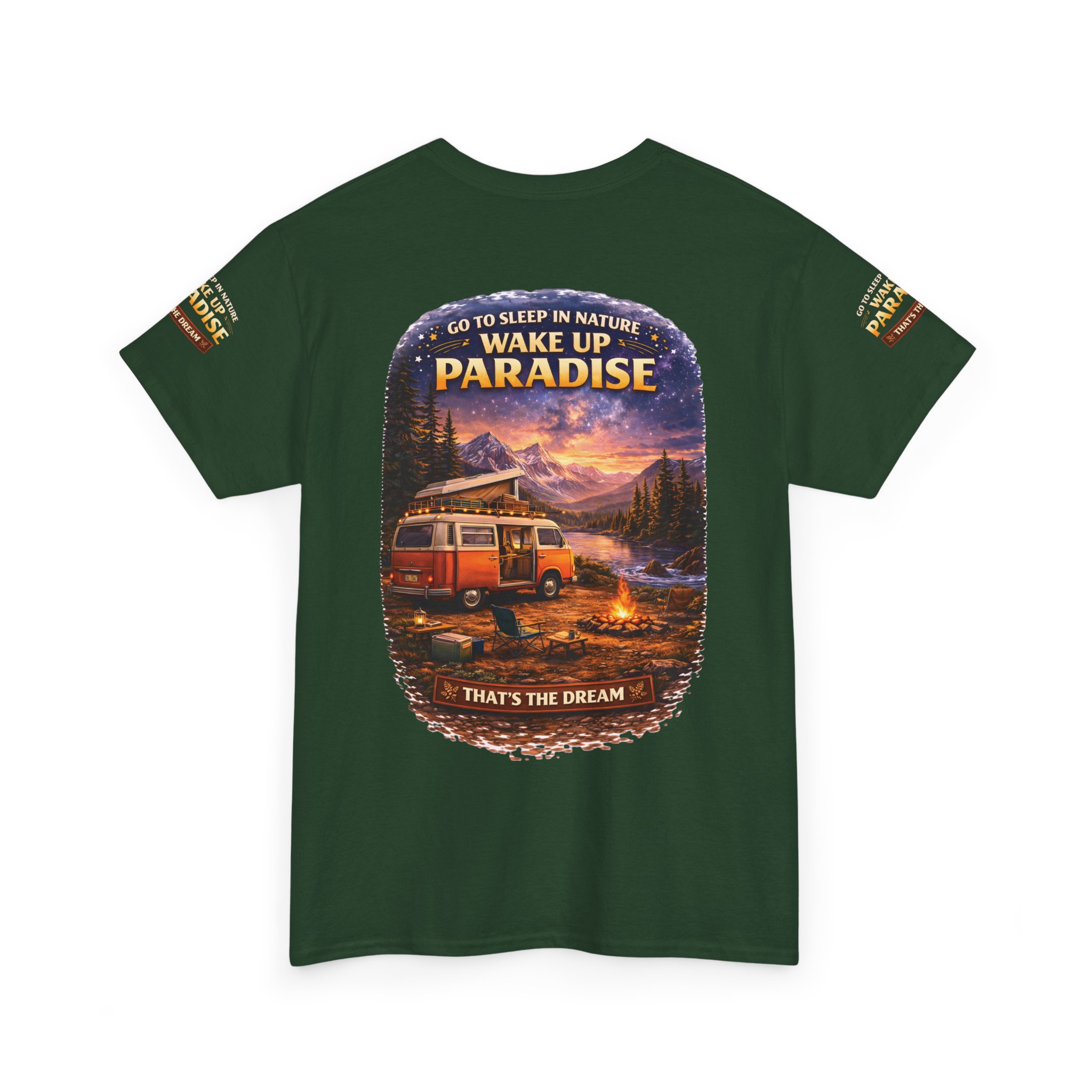 Unisex Heavy Cotton Tee — "Go Sleep In Nature" Design Scenic-Line
