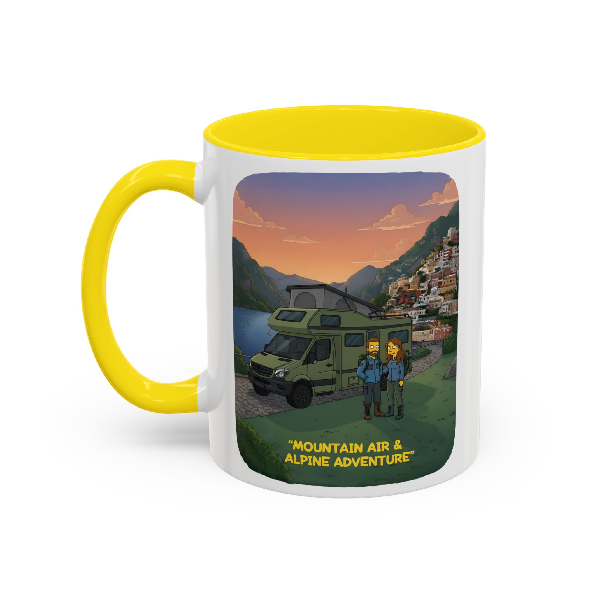 Accent Coffee Mug (11, 15oz) — "Mountain Air And Alpine Adventure"" Design Sitcom-Line