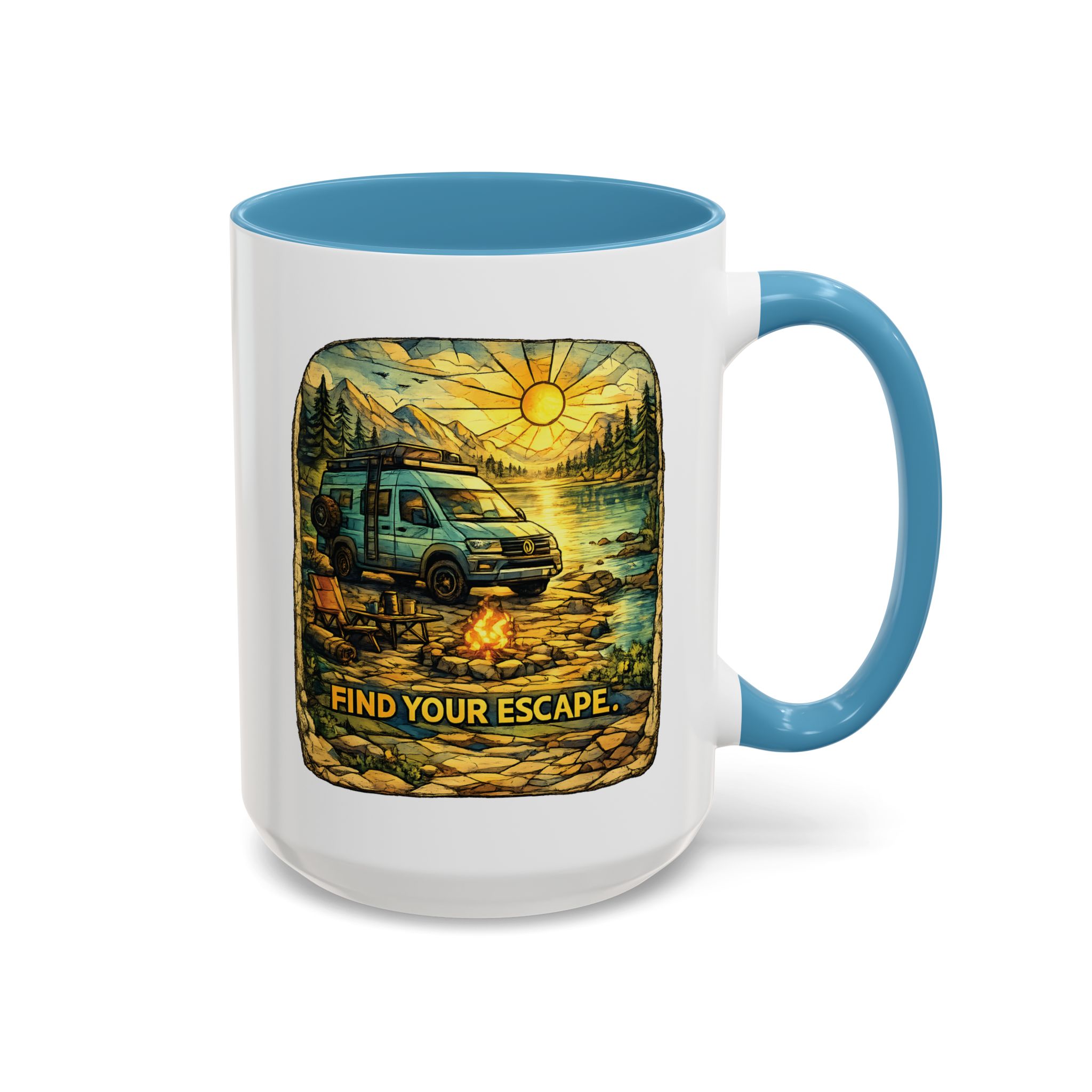 16902683531352727362_2048.jpeg Accent Coffee Mug (11, 15oz) — "Find Your Escape" Design Cubic-Line