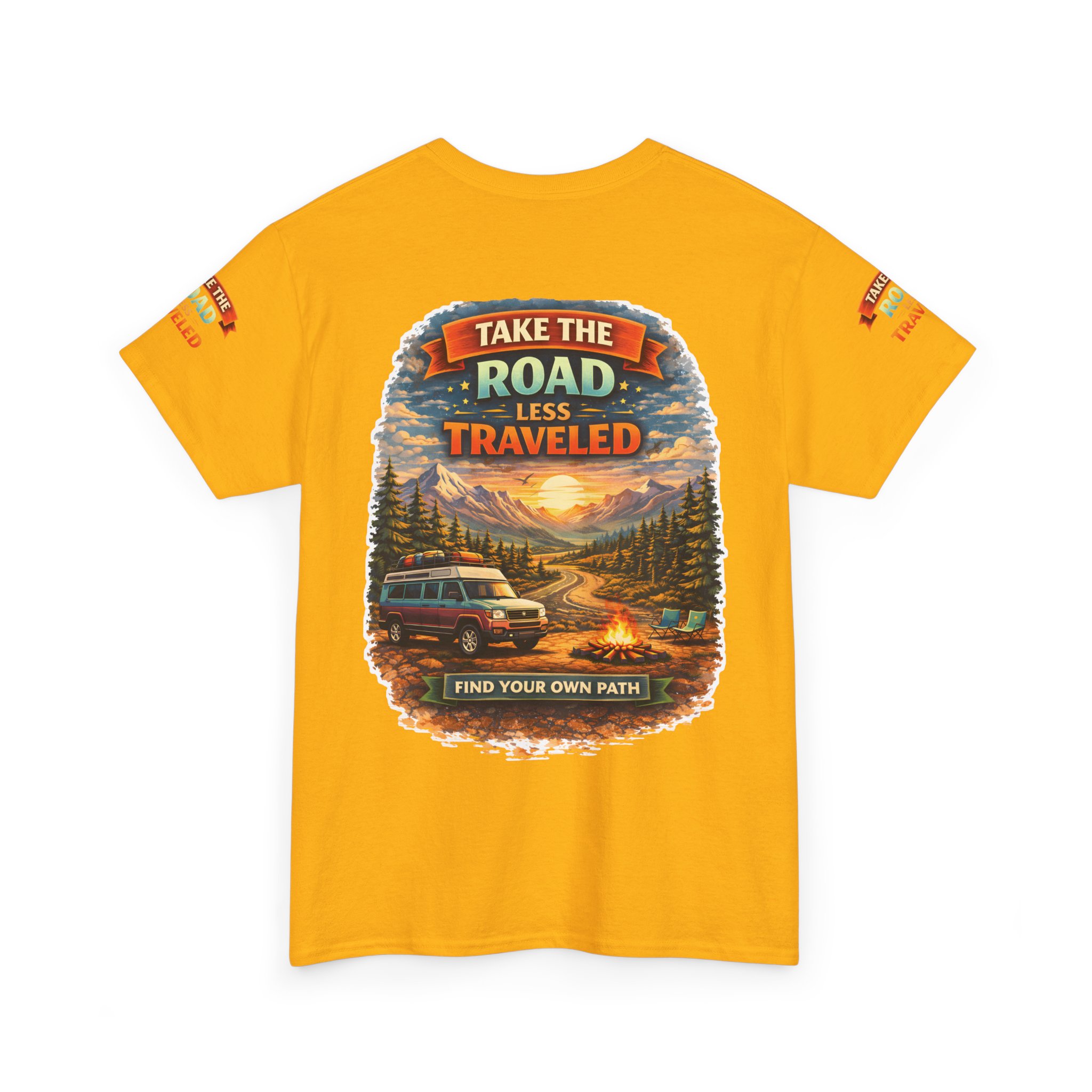 Unisex Heavy Cotton Tee — "Take The Road Less Traveled" Design Scenic-Line