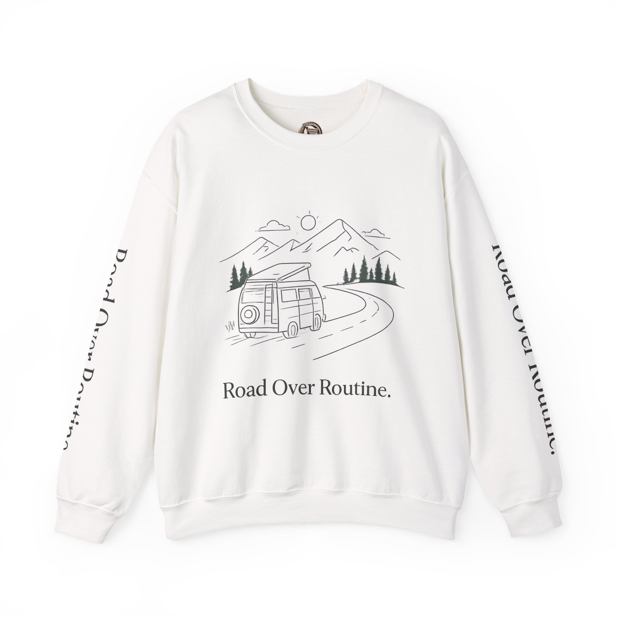 Unisex Heavy Blend™ Crewneck Sweatshirt — "Road Over Routine" Design Minimal-Line