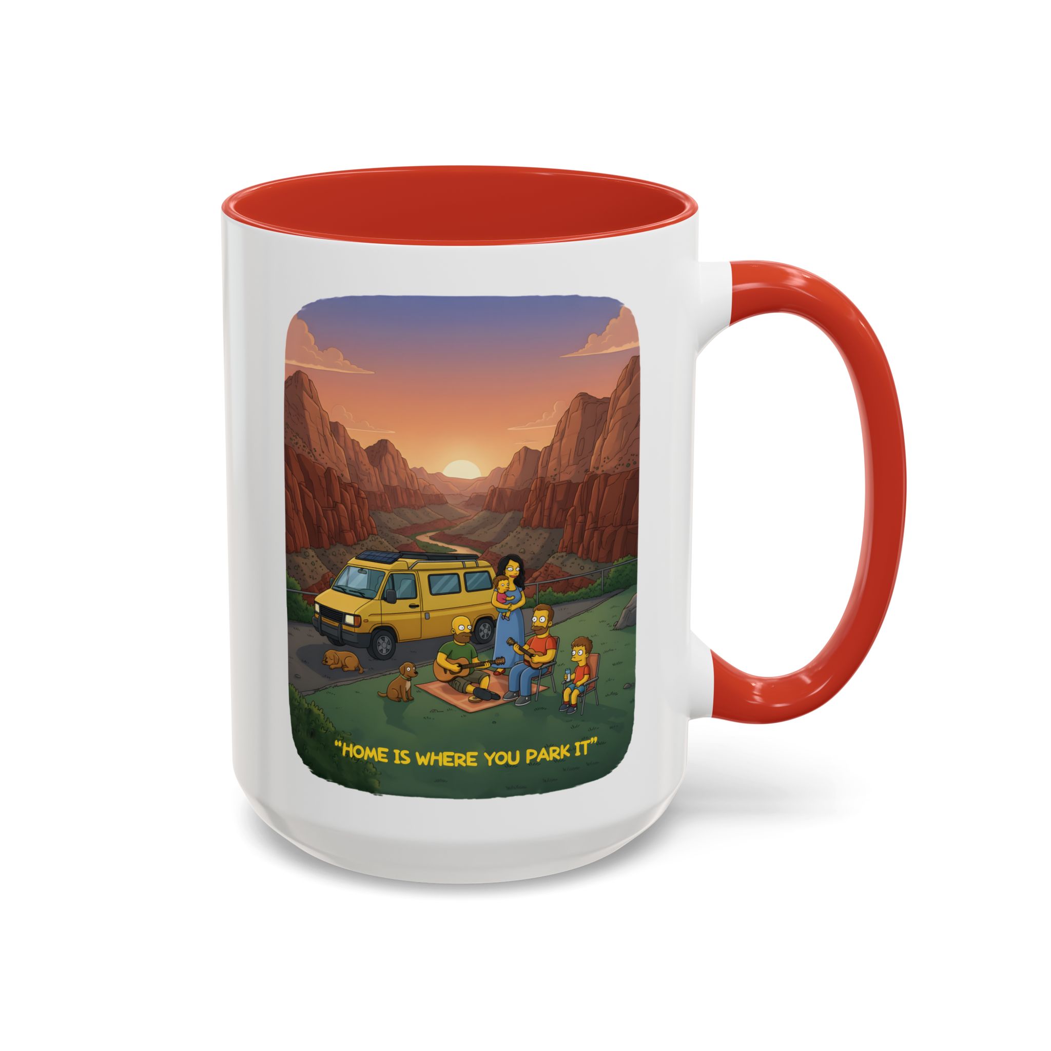 Accent Coffee Mug (11, 15oz) — "Home Is Where You Park It" Design Sitcom-Line