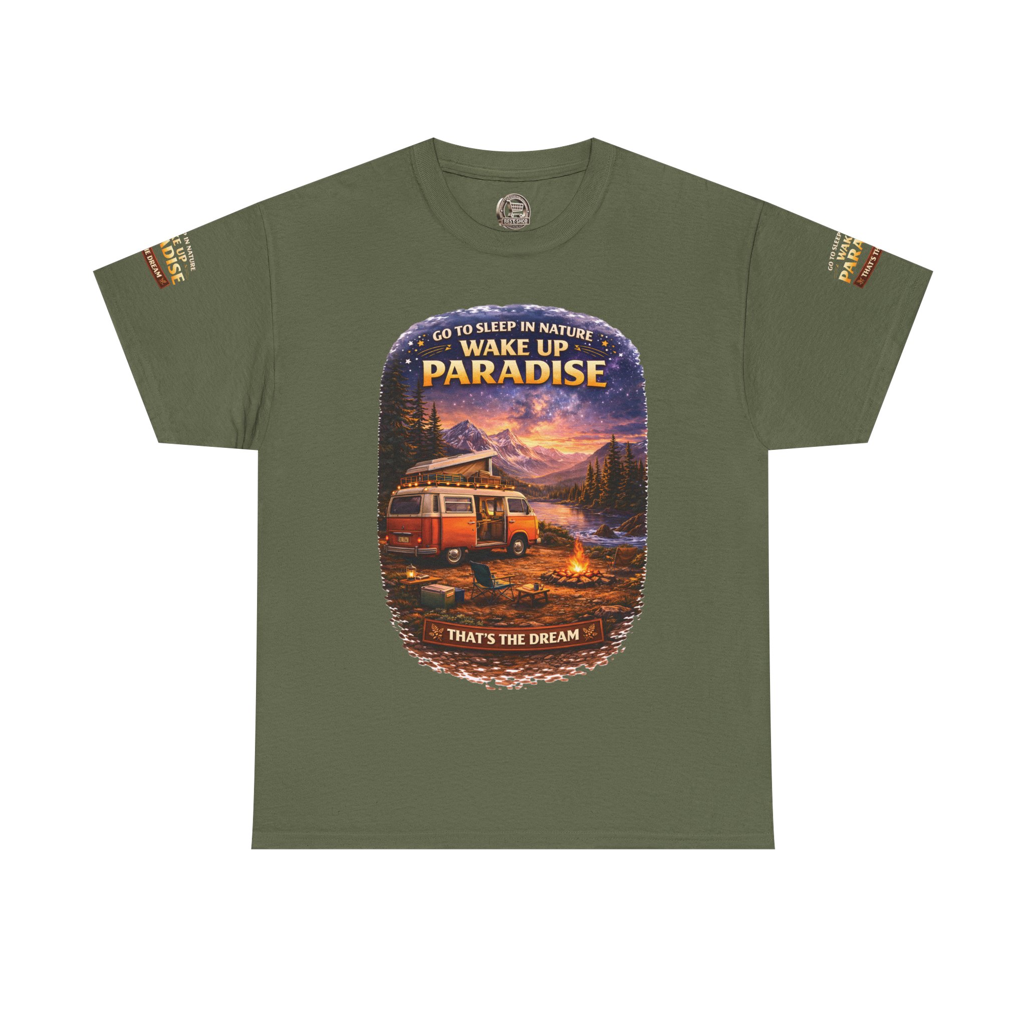 Unisex Heavy Cotton Tee — "Go Sleep In Nature" Design Scenic-Line
