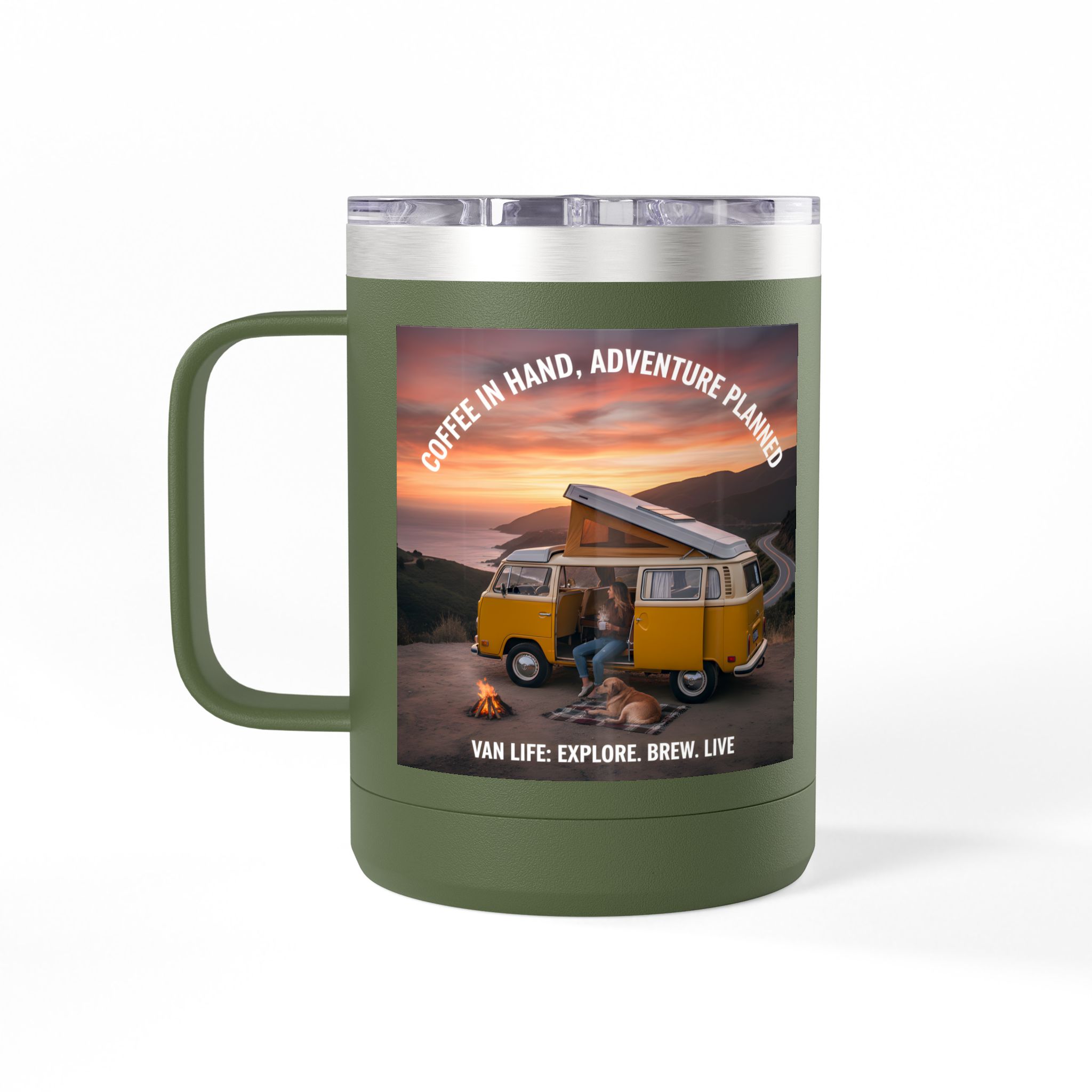Coffee Mug Tumbler, 15oz — "Coffee in Hand, Adventure Planned"