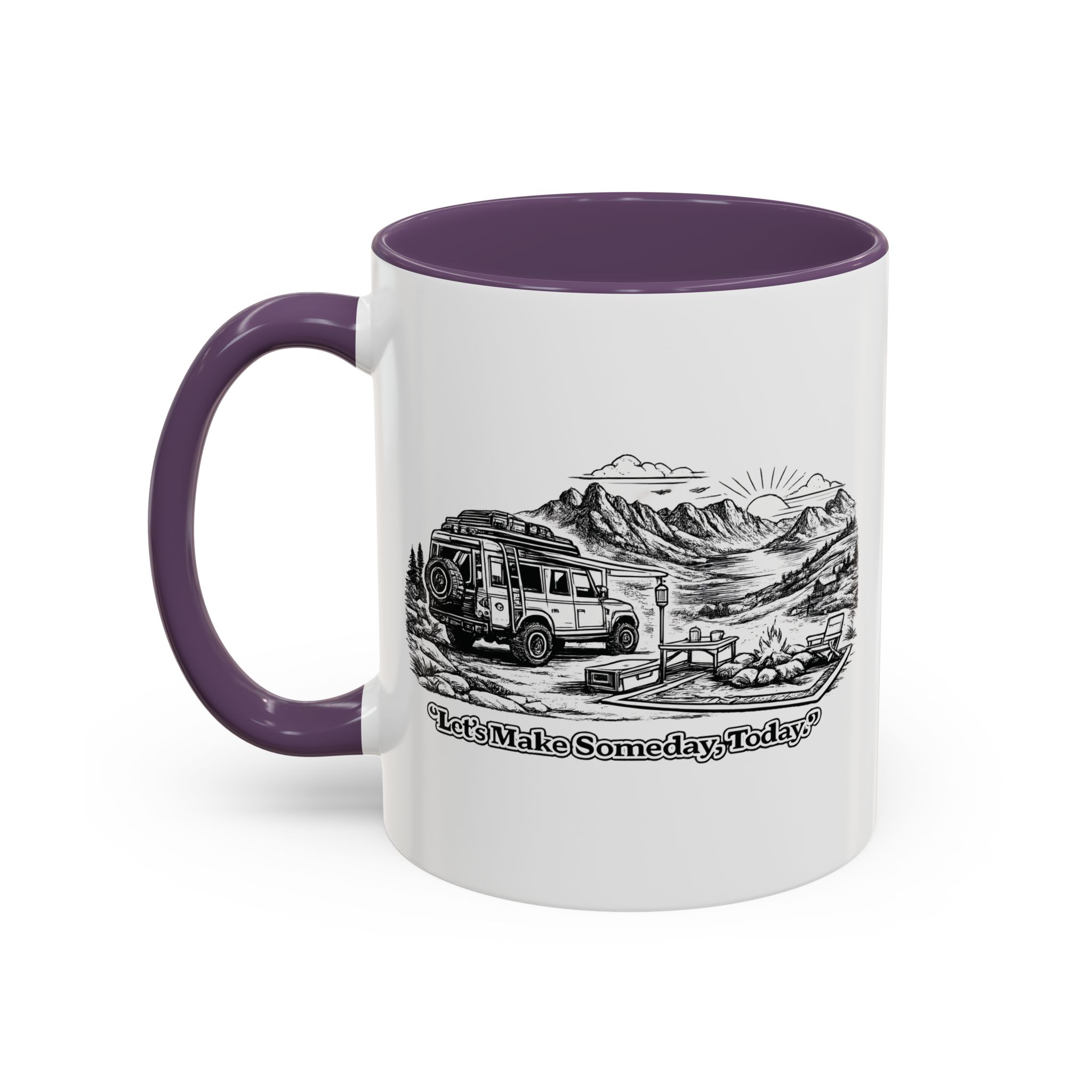 Accent Coffee Mug (11, 15oz) — "Lets make Someday, Today?" Design Minimal-Line