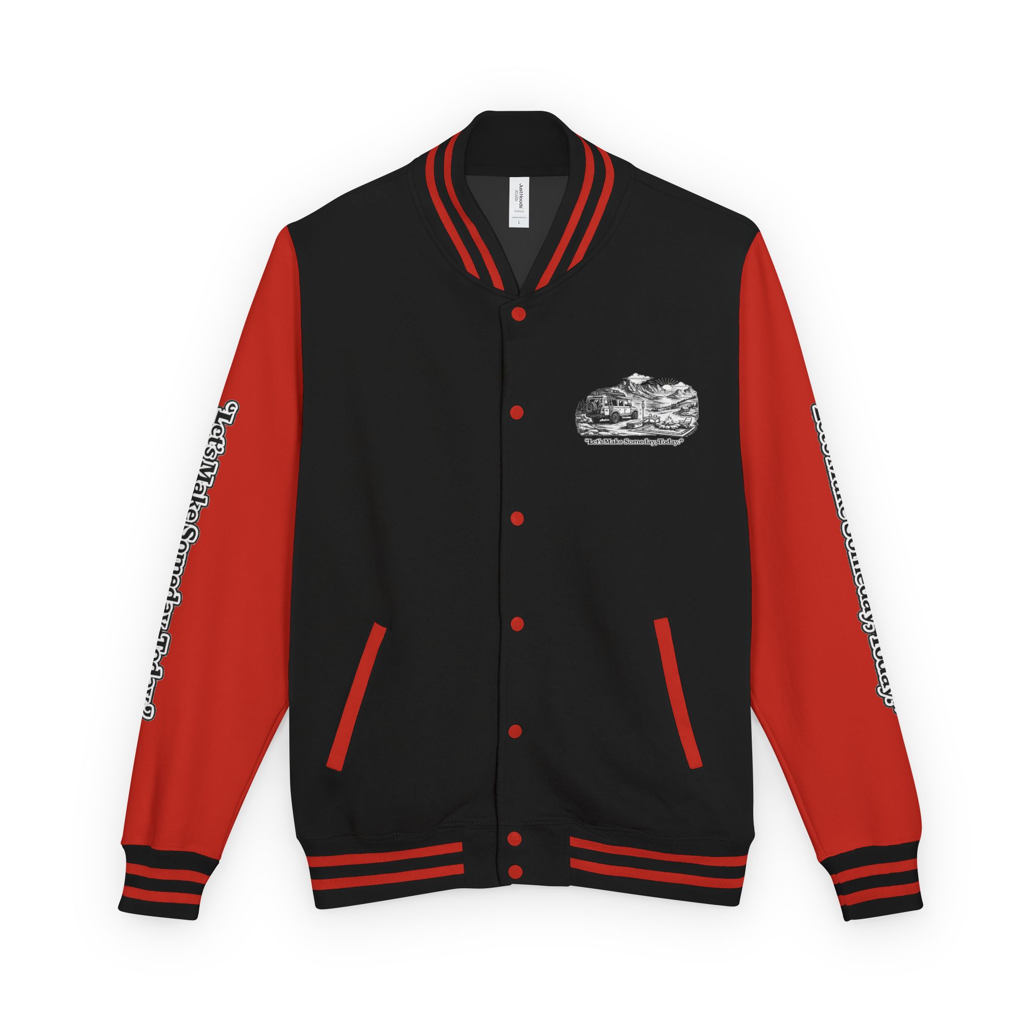 16920770830806796353_2048-1.jpeg Unisex Heavyweight Letterman Jacket — "Lets make Someday, Today?" Travel Varsity Coat