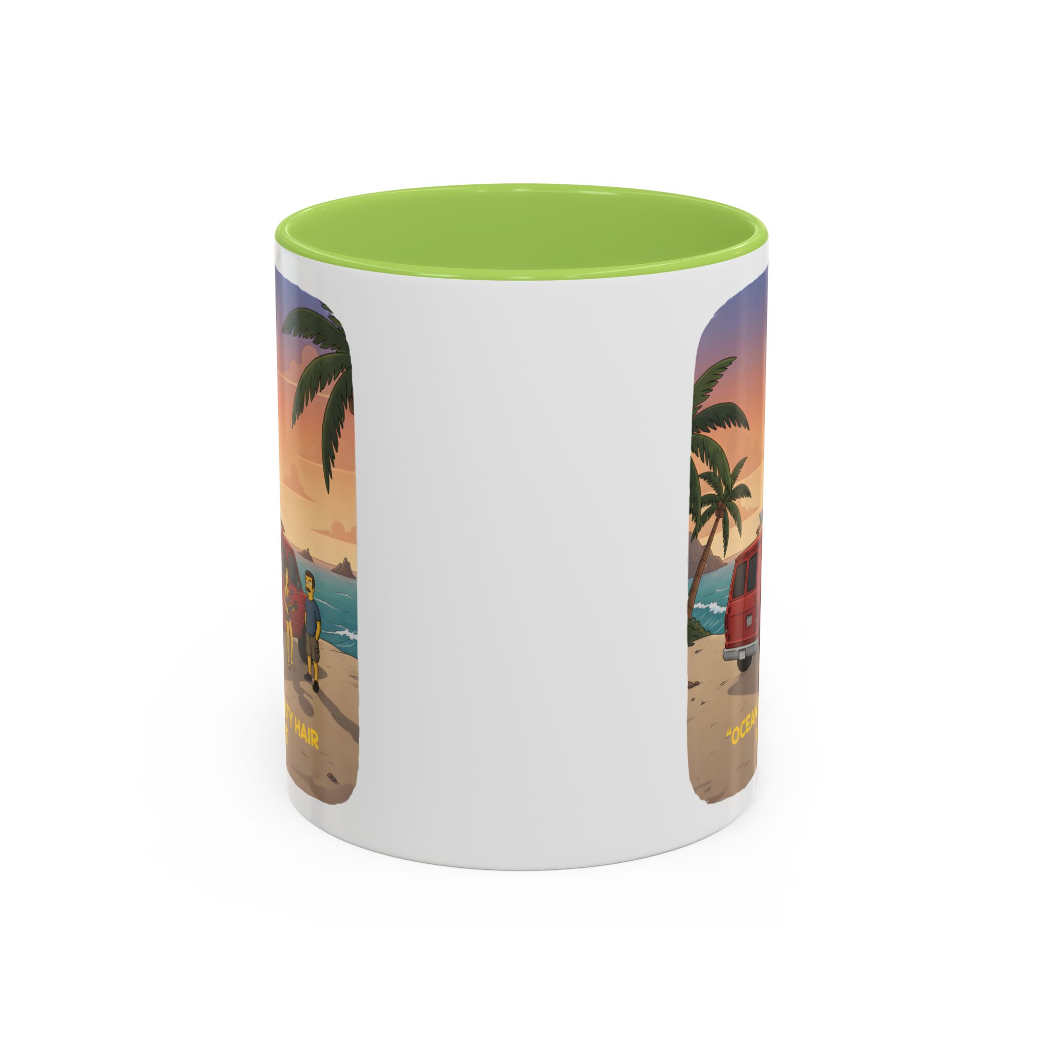 Accent Coffee Mug (11, 15oz) — "Ocean Air Salty Hair Van Life" Design Sitcom-Line