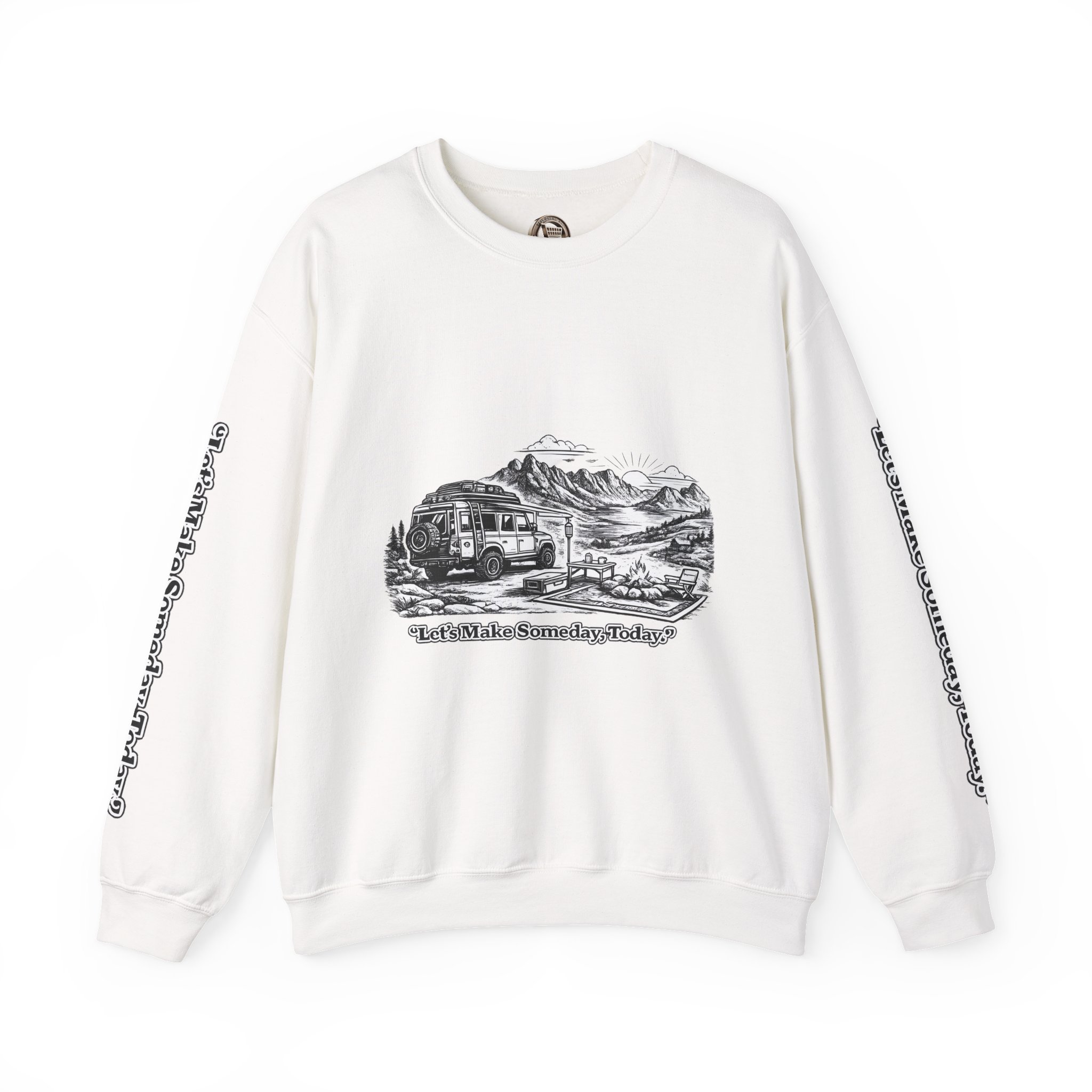 Unisex Heavy Blend™ Crewneck Sweatshirt — "Lets make Someday, Today?" Design Minimal-Line