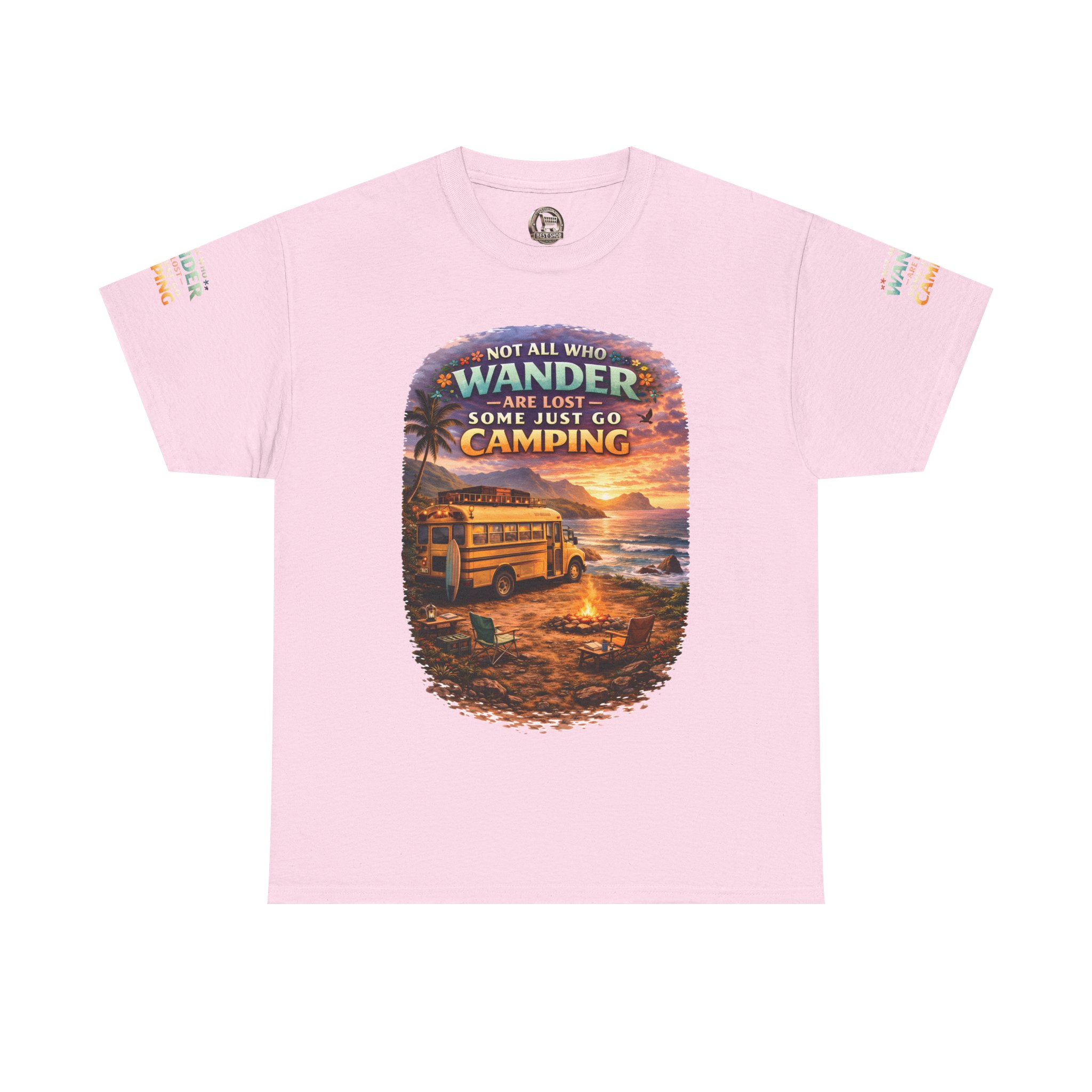 Unisex Heavy Cotton Tee — "Not All Who Wander Are Lost" Design Scenic-Line