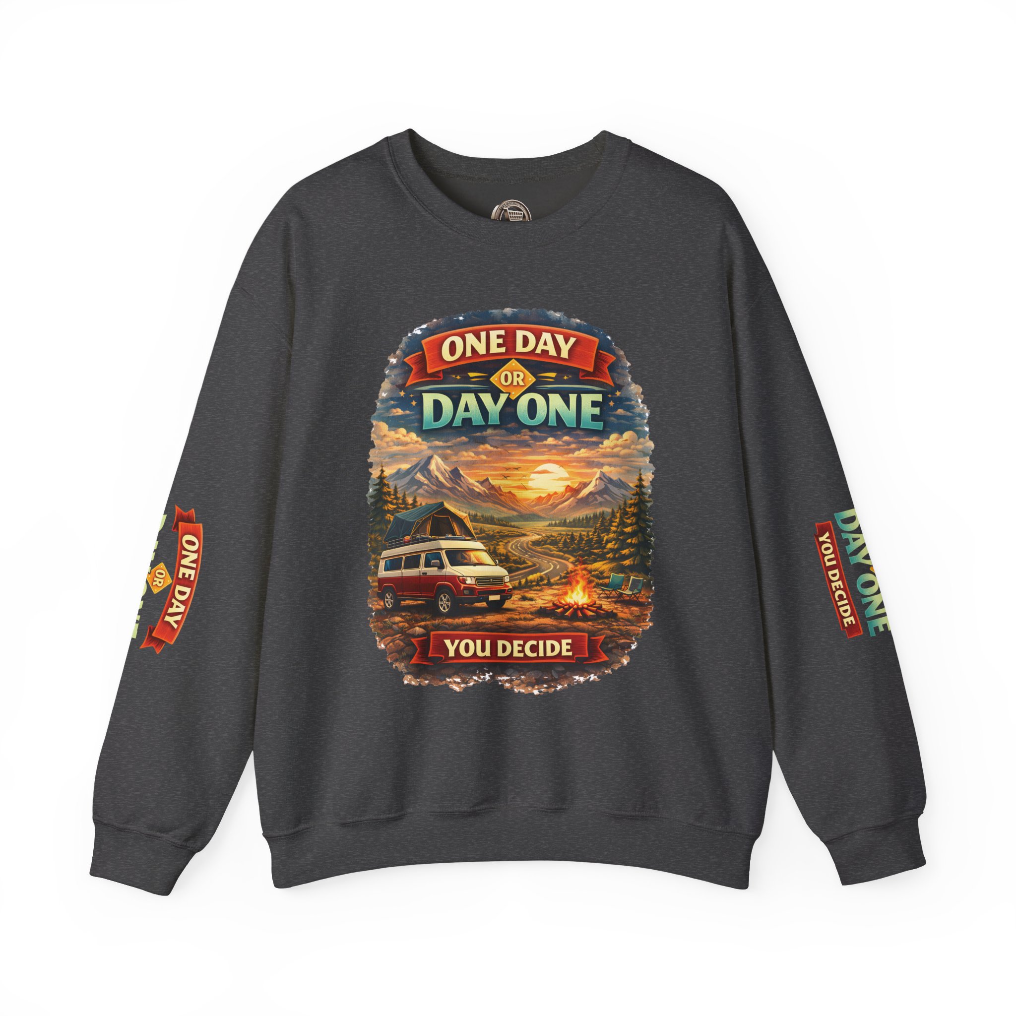 Unisex Heavy Blend™ Crewneck Sweatshirt — "One Day Or Day One" Design Scenic-Line