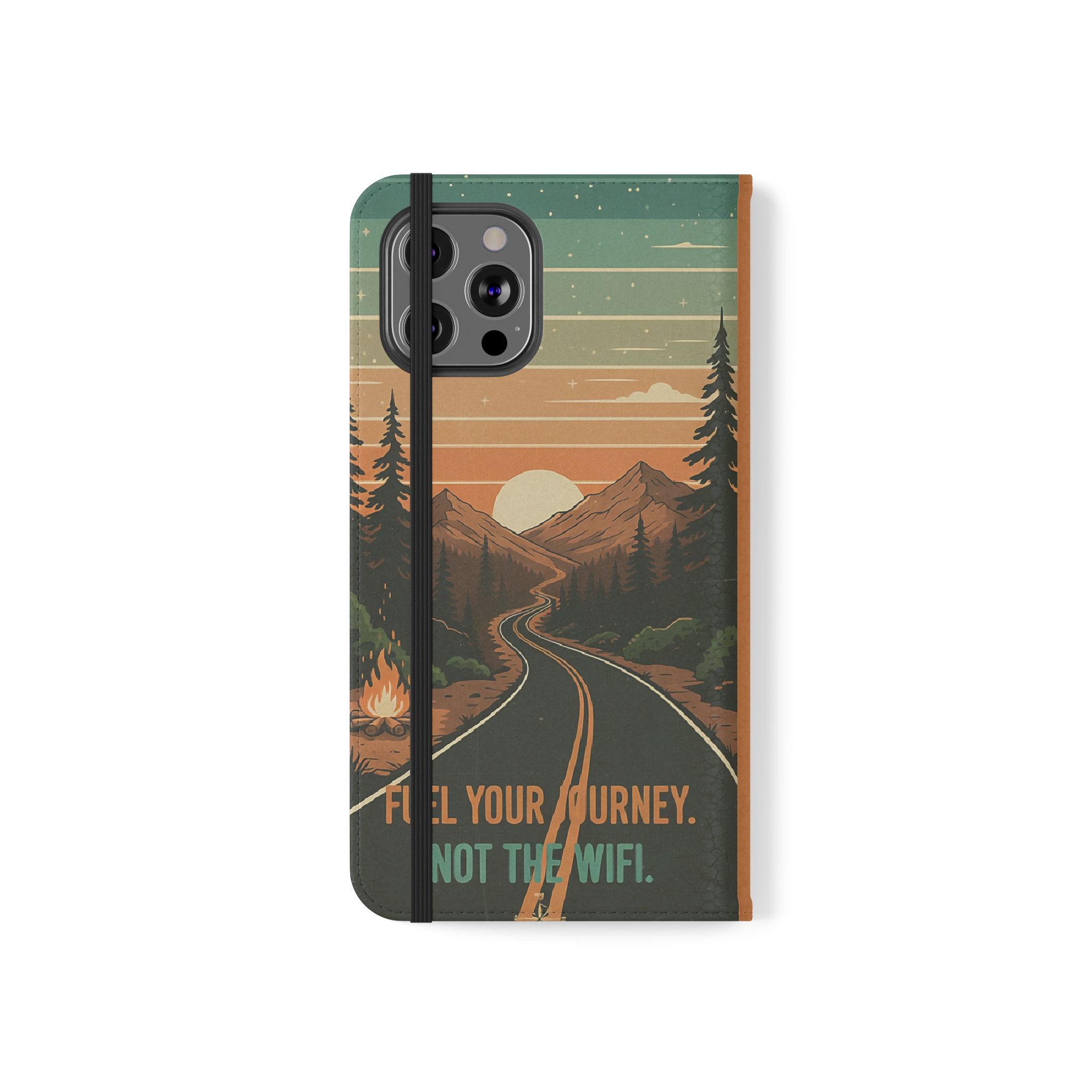 Flip Phone Case — "Adventure Awaits Unplug & Drive" Wallet Case