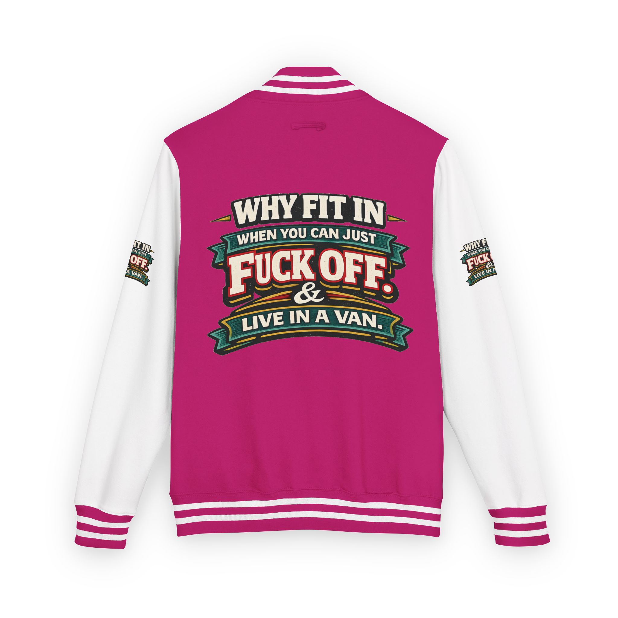 Unisex Heavyweight Letterman Jacket — "Why Fit In" Design F**K-Line