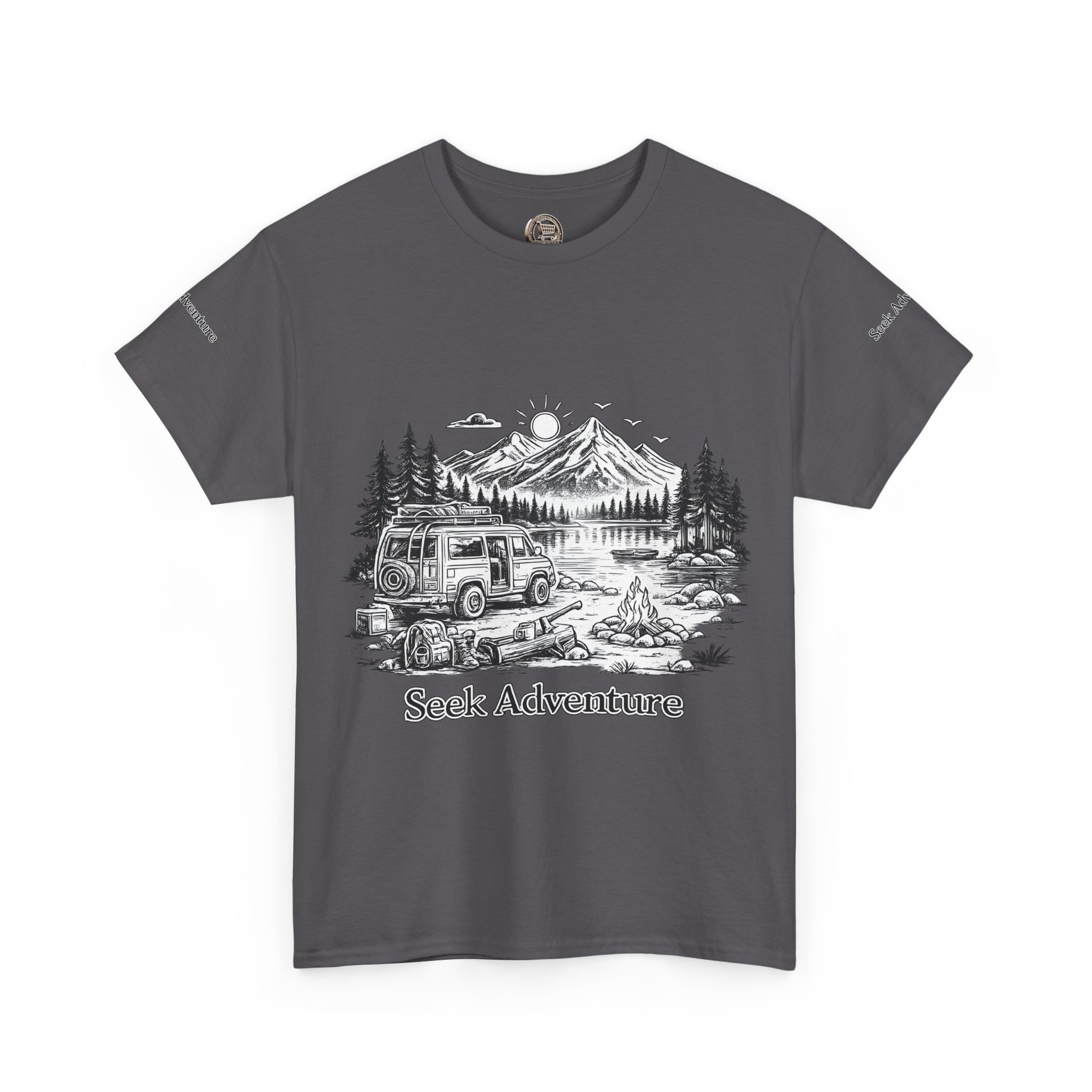 16951337764902712356_2048.jpeg Unisex Heavy Cotton Tee — "Seek Adventure" Design Minimal-Line