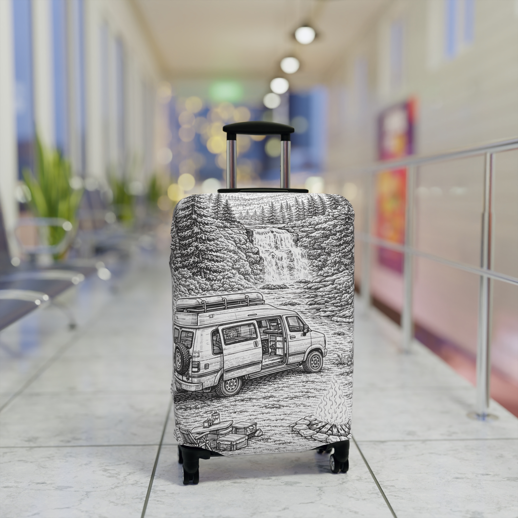 16969031720514951049_2048.jpeg Luggage Cover — Adventure Camper Sketch Travel Suitcase