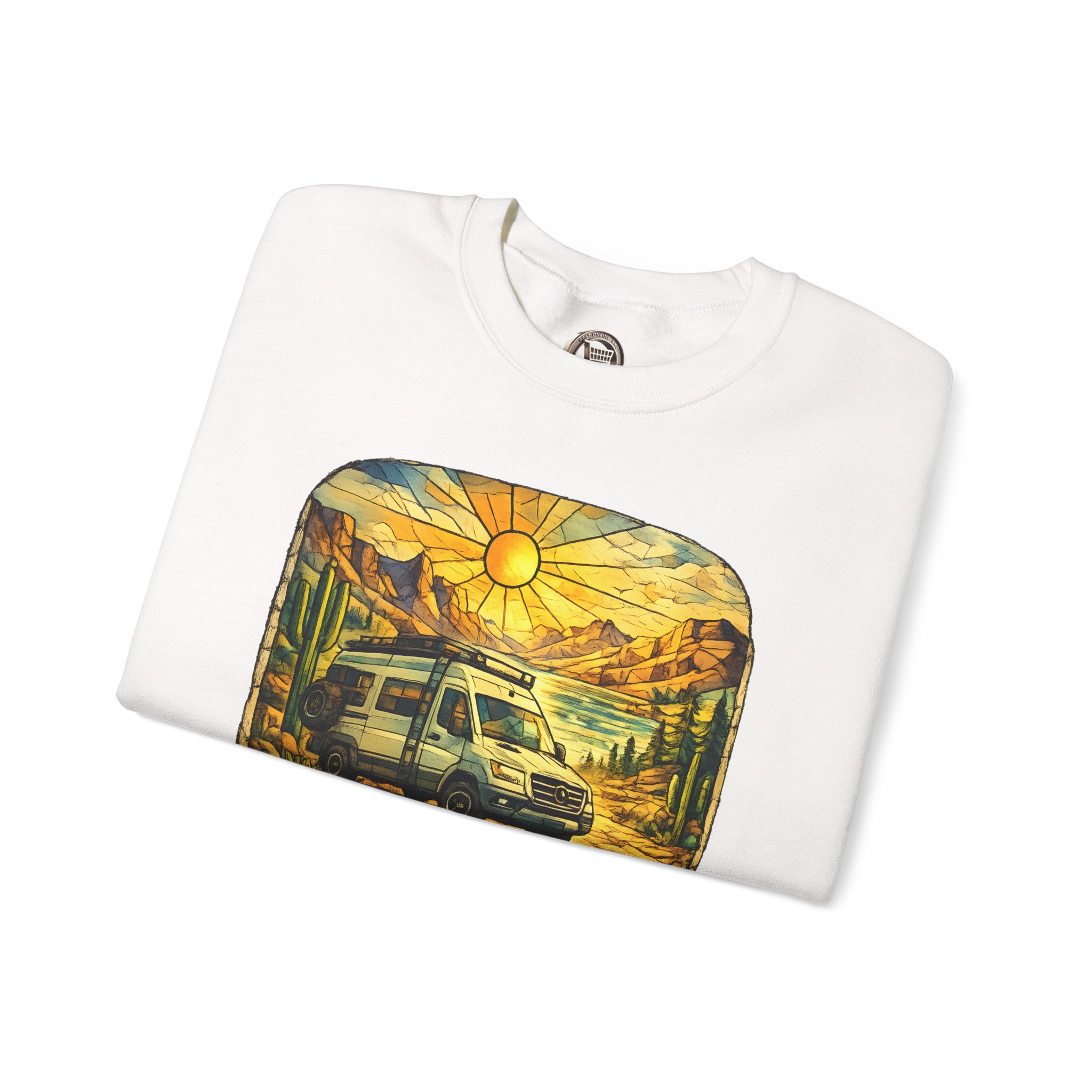 Unisex Heavy Blend™ Crewneck Sweatshirt — "Chase The Sun" Design Cubic-Line