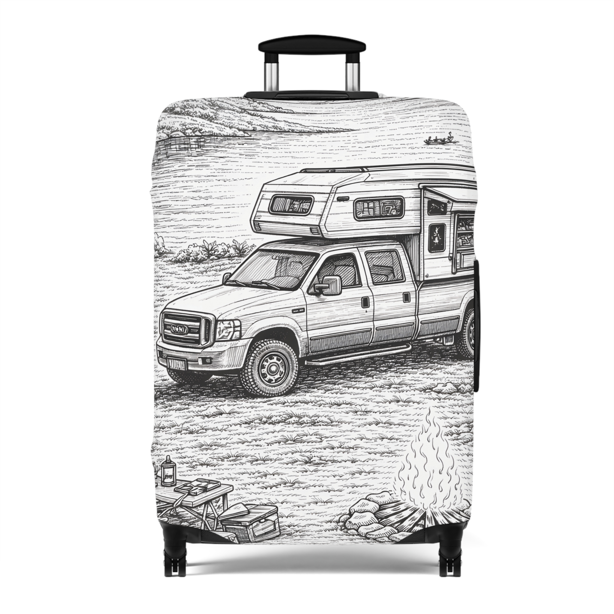 16975091445758152070_2048.jpeg Luggage Cover — Adventure Camper Sketch Travel Suitcase