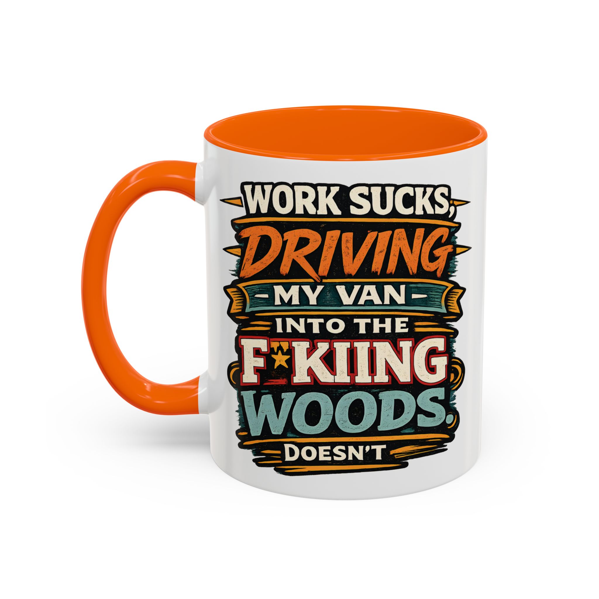Accent Coffee Mug (11, 15oz) — "Work Sucks" Design F**K-Line