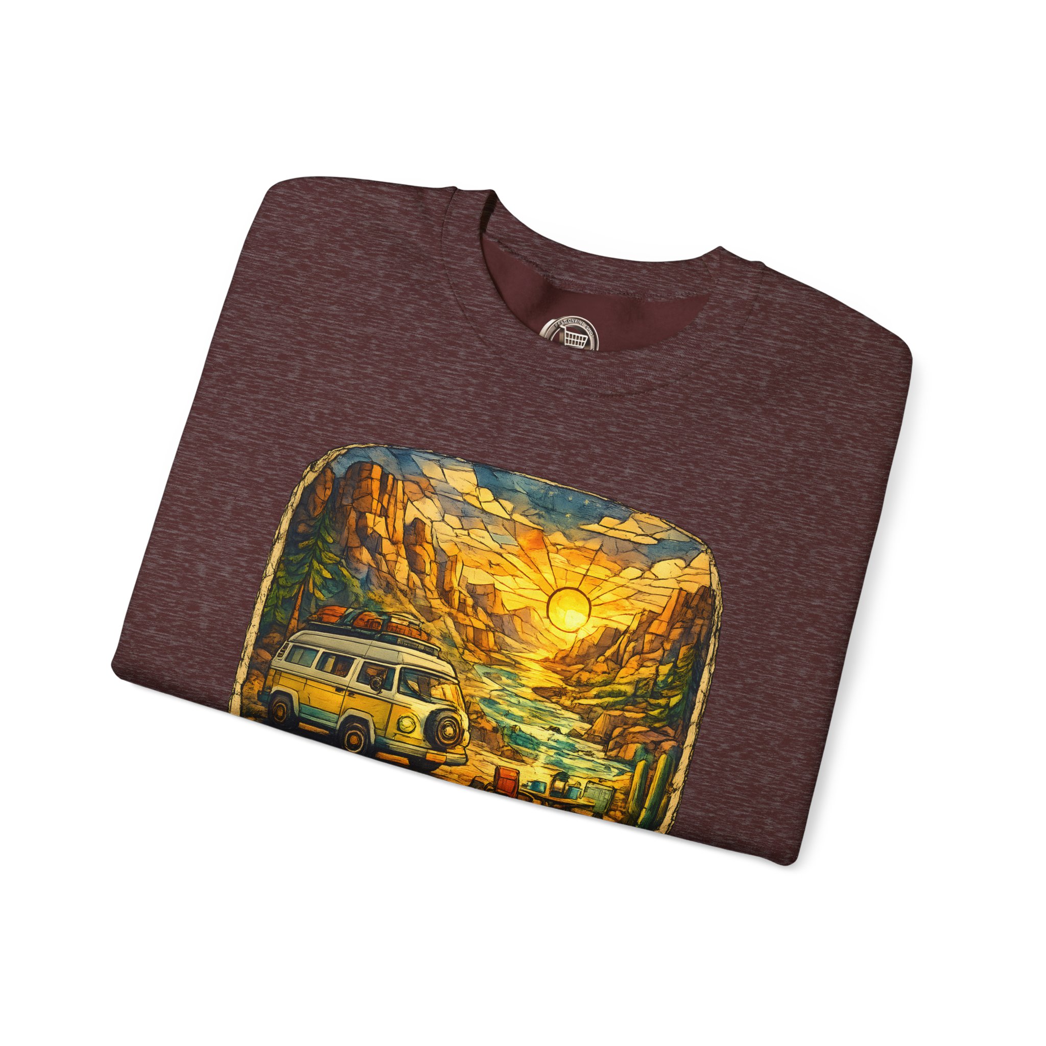 Unisex Heavy Blend™ Crewneck Sweatshirt — "Chase The Settings Sun" Design Cubic-Line