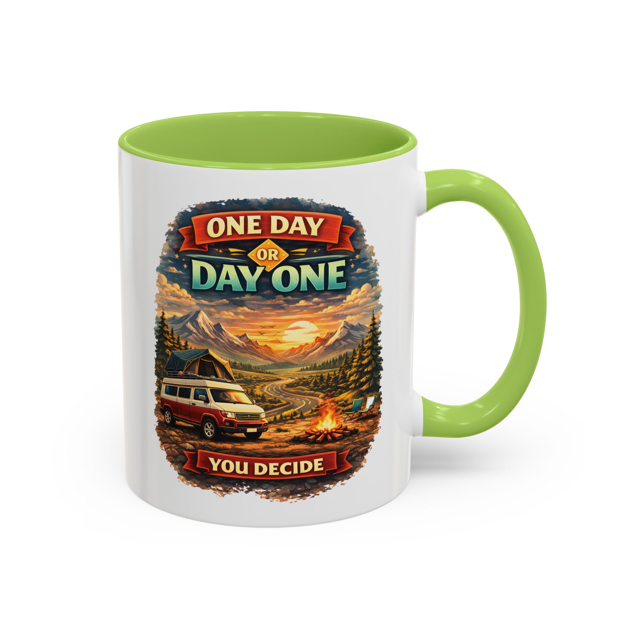 Accent Coffee Mug (11, 15oz) — "One Day Or Day One" Design Scenic-Line