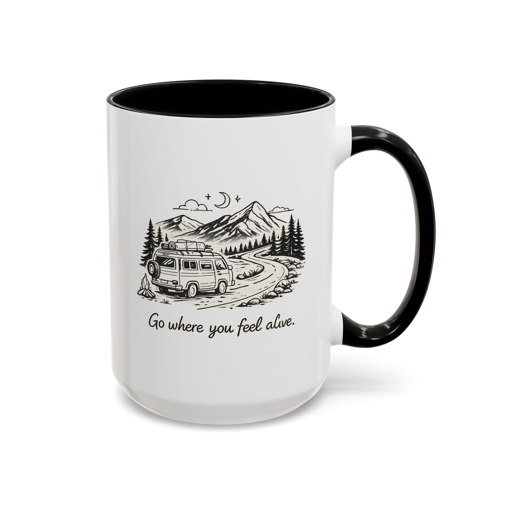 Accent Coffee Mug (11, 15oz) — "Go Where You Feel Alive" Design Minimal-Line