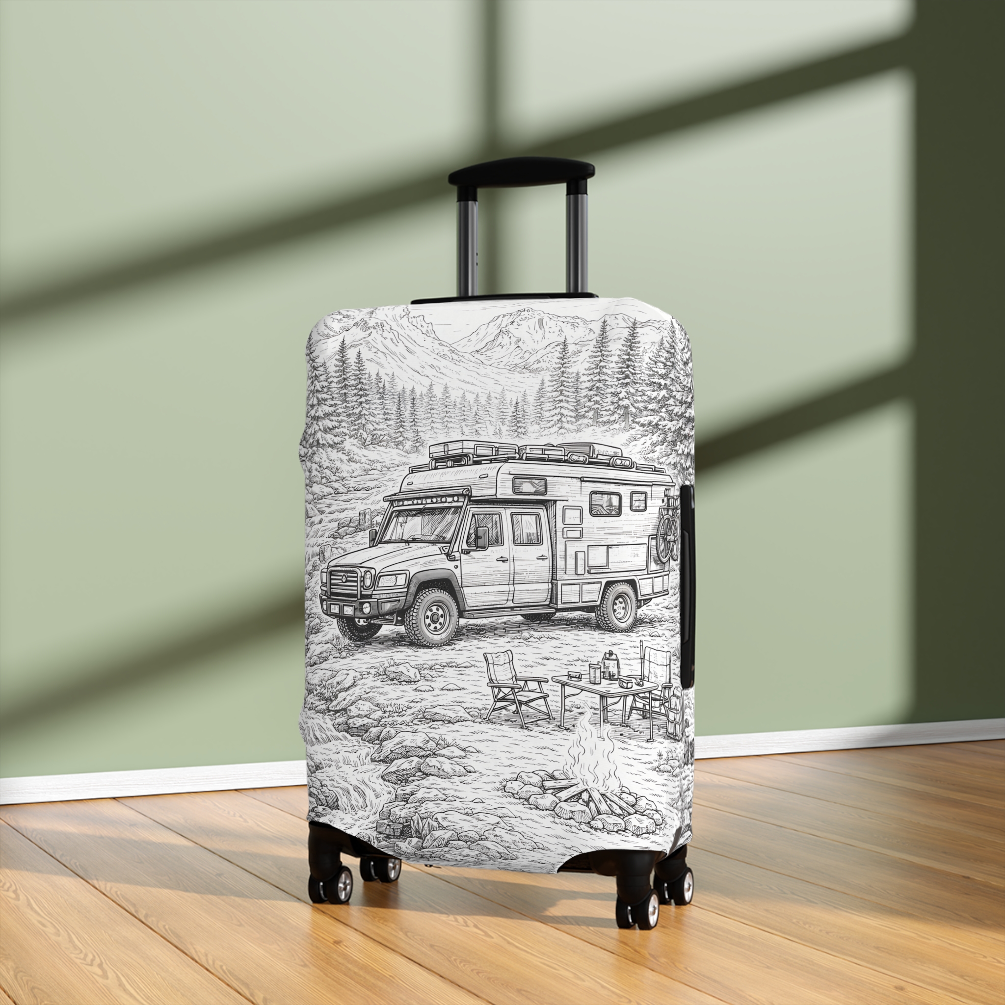 16983169423857376379_2048.jpeg Luggage Cover — Adventure Camper Sketch Travel Suitcase