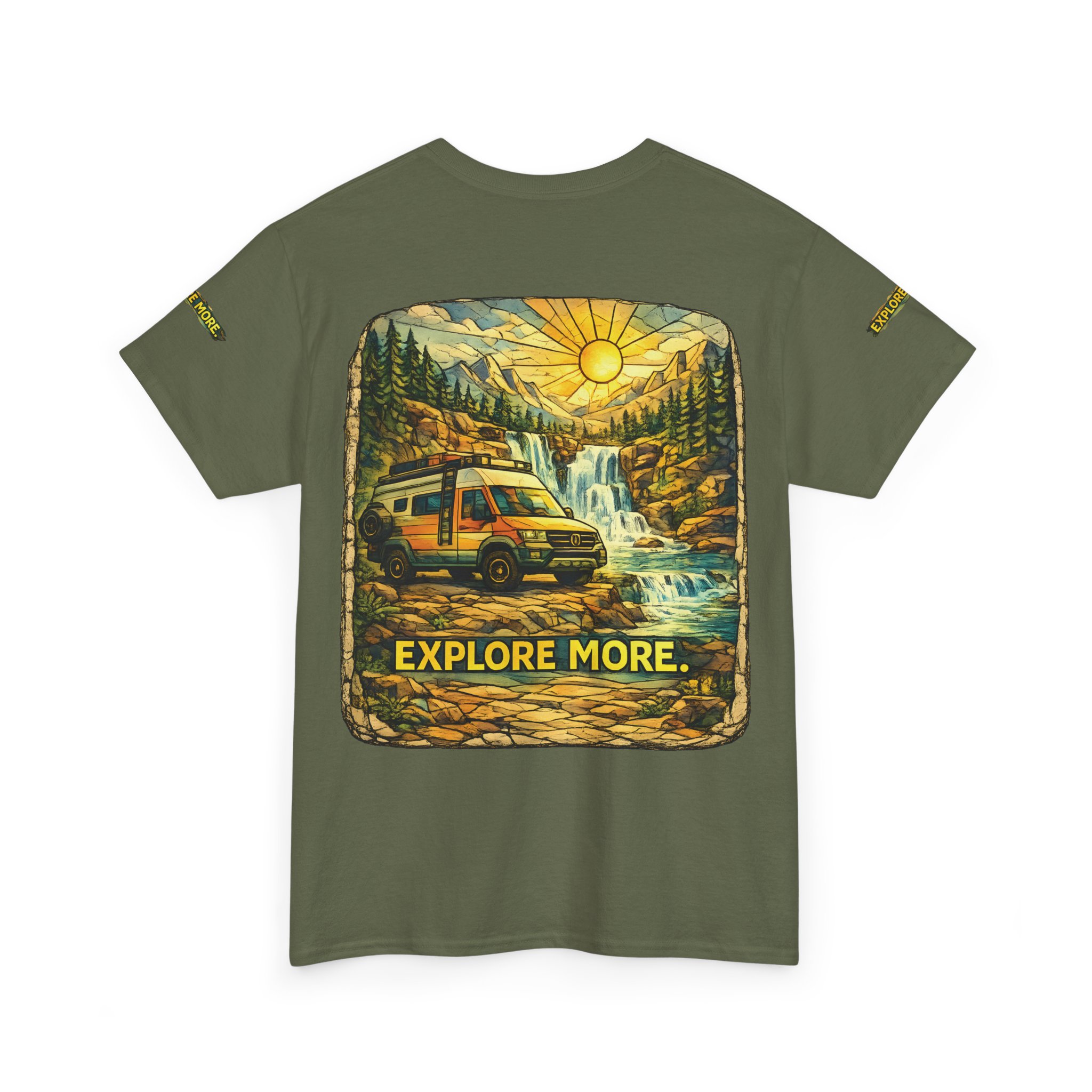 Unisex Heavy Cotton Tee — "Explore More" Design Cubic-Line