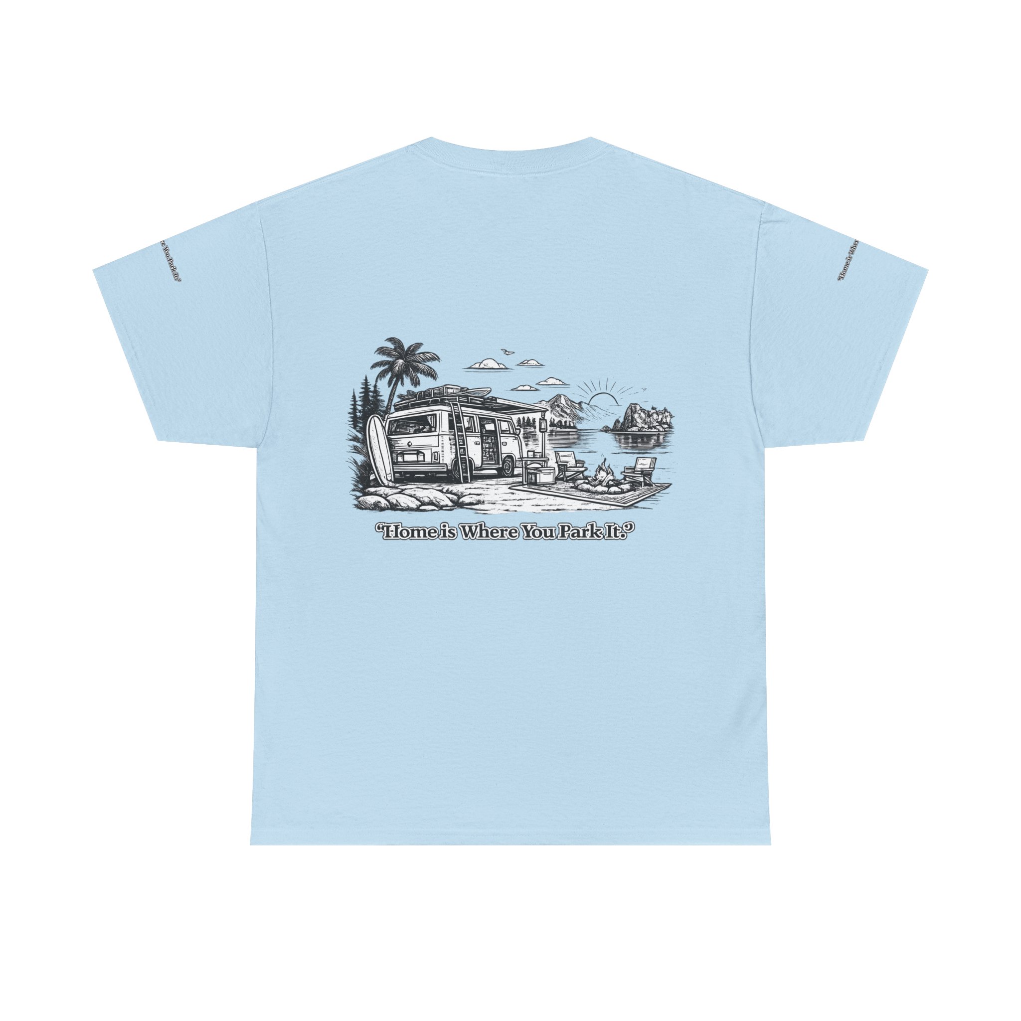 16991909037018042744_2048.jpeg Unisex Heavy Cotton Tee — "Home Is Where You Park It" Design Minimal-Line