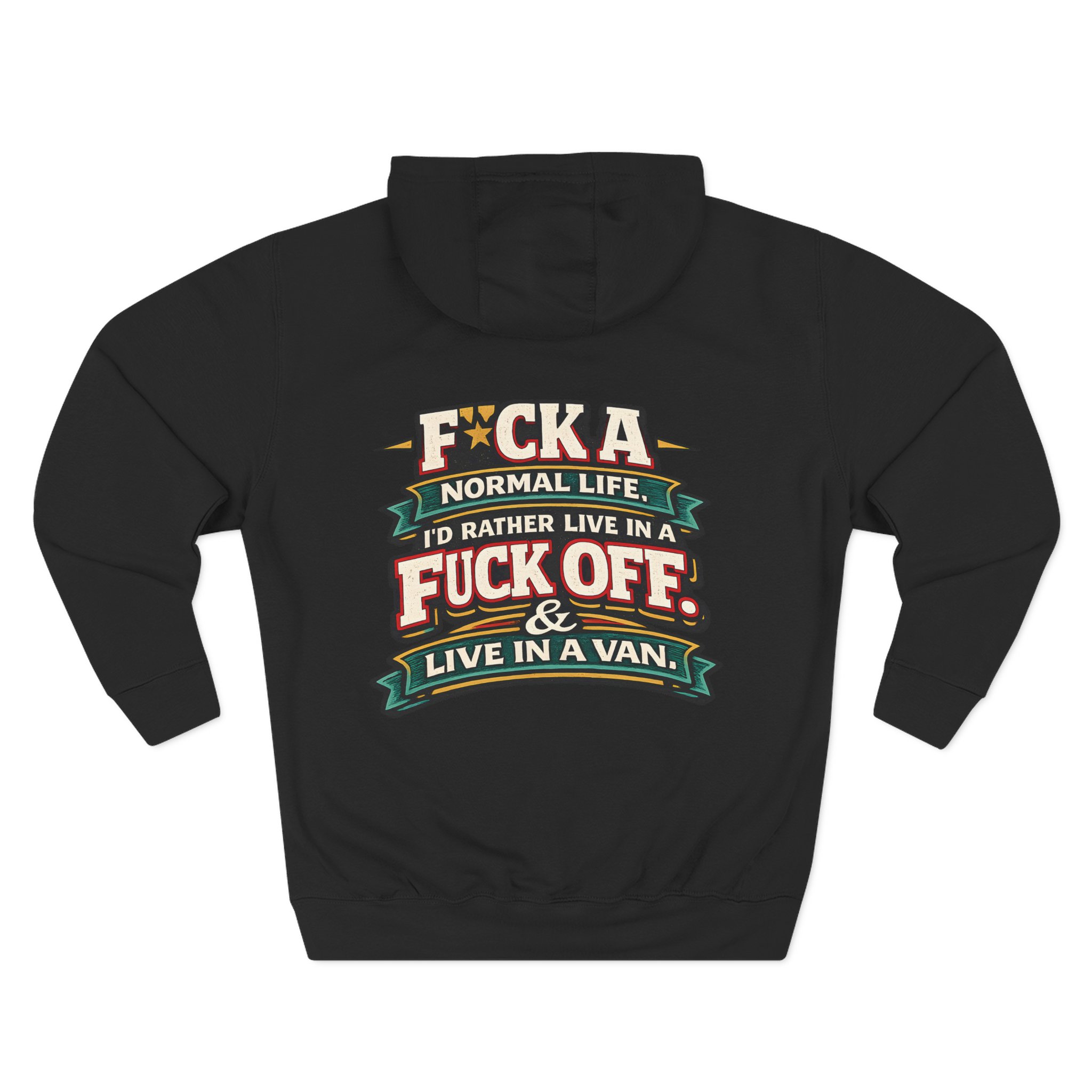 16993361910896141085_2048.jpeg Three-Panel Fleece Hoodie - "Fuck A Normal Life" Design F**K-Line