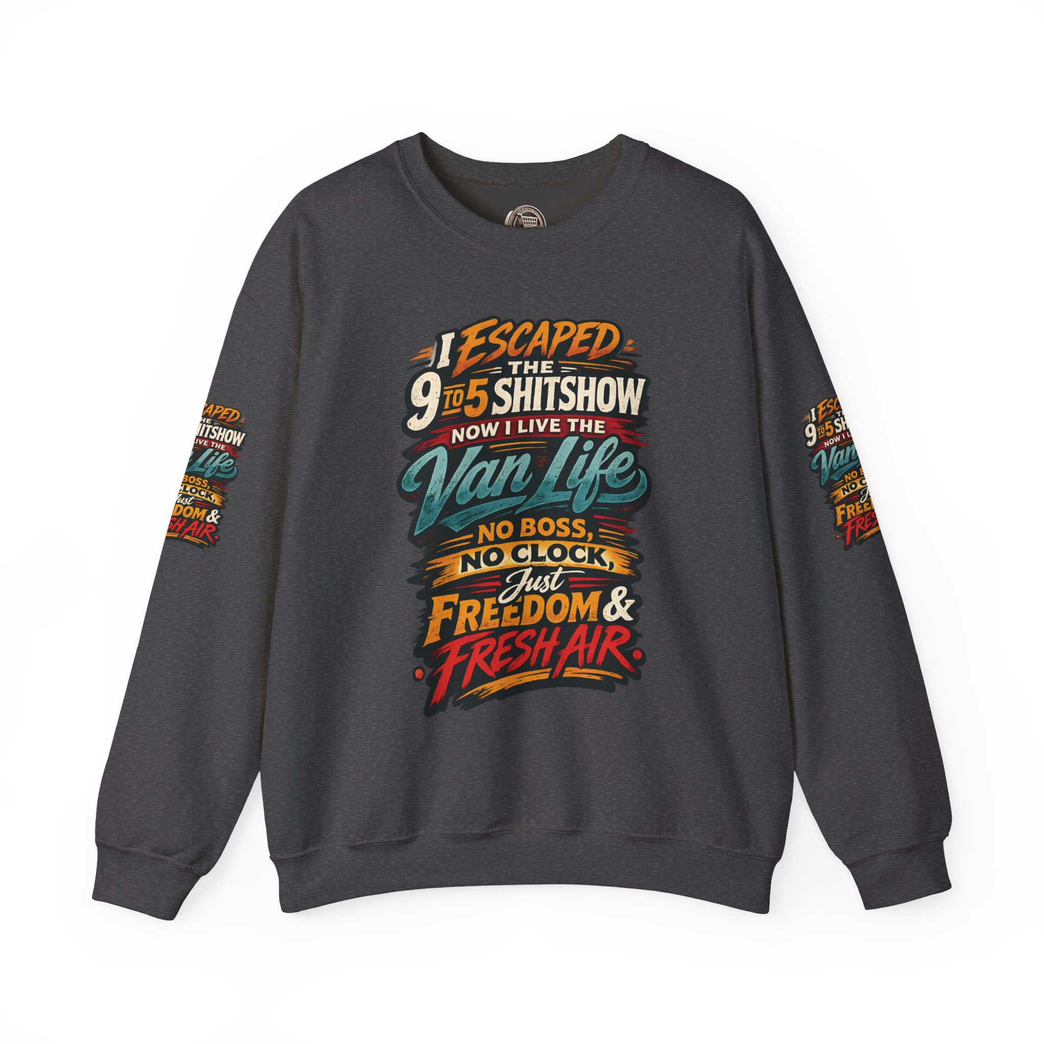 1699563019686477855_2048.jpeg Unisex Heavy Blend™ Crewneck Sweatshirt — "I Escaped The 9 To 5" Design F**K-Line