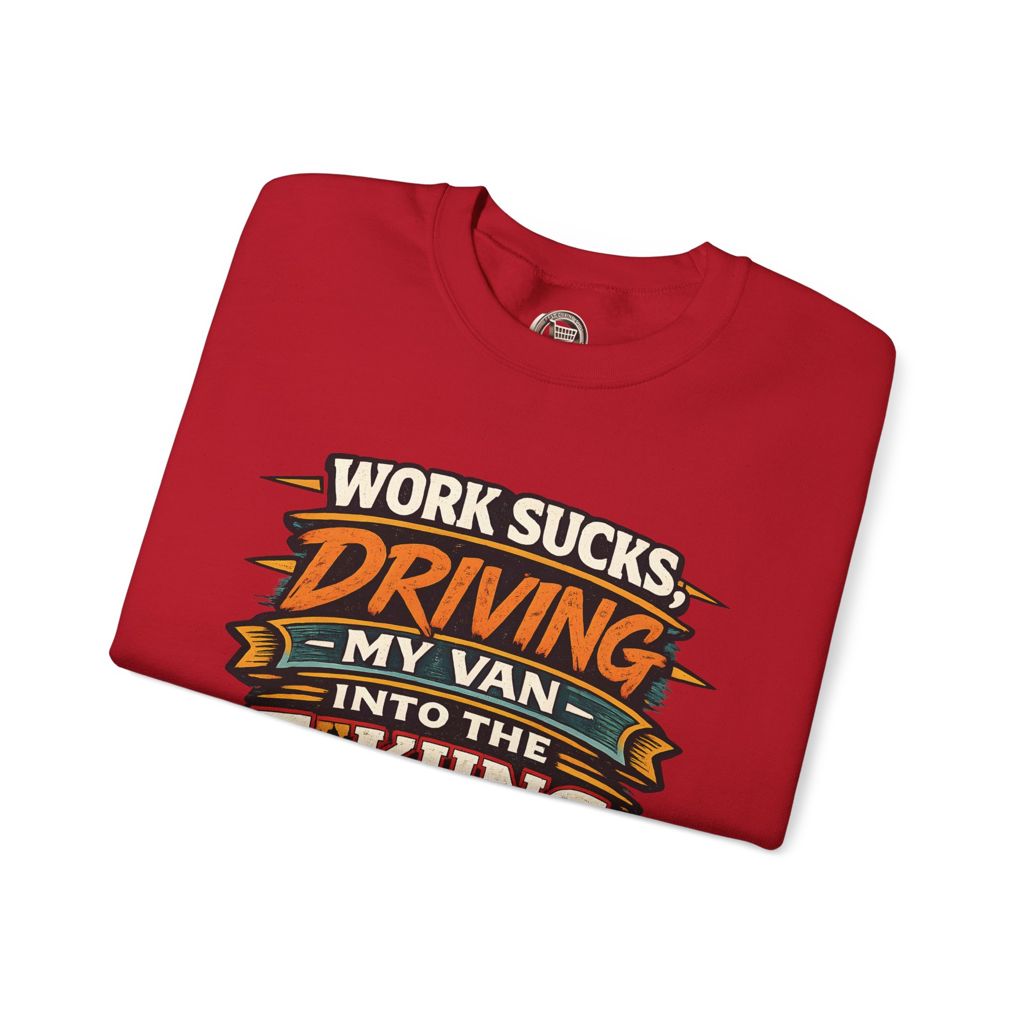 Unisex Heavy Blend™ Crewneck Sweatshirt — "Work Sucks" Design F**K-Line