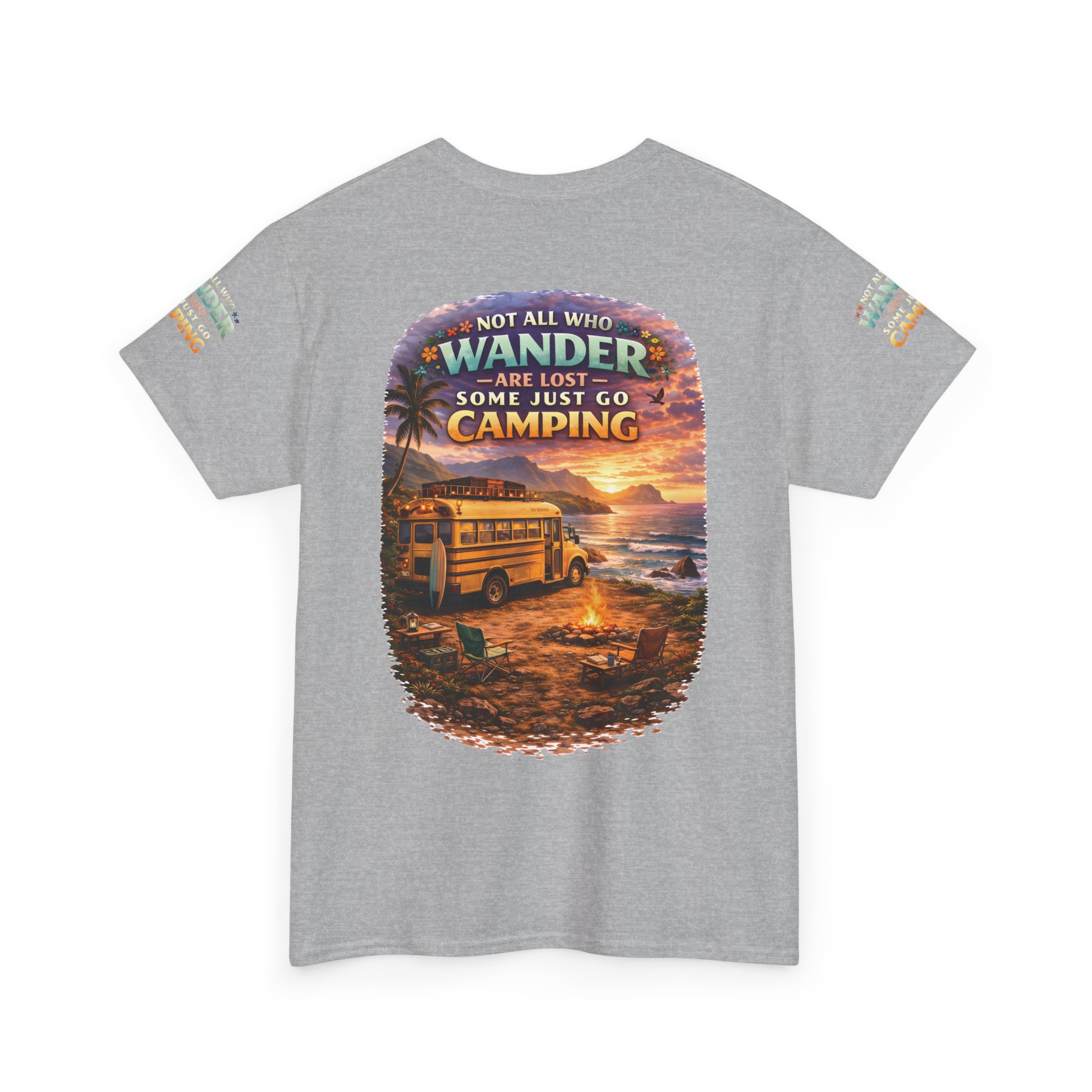 Unisex Heavy Cotton Tee — "Not All Who Wander Are Lost" Design Scenic-Line