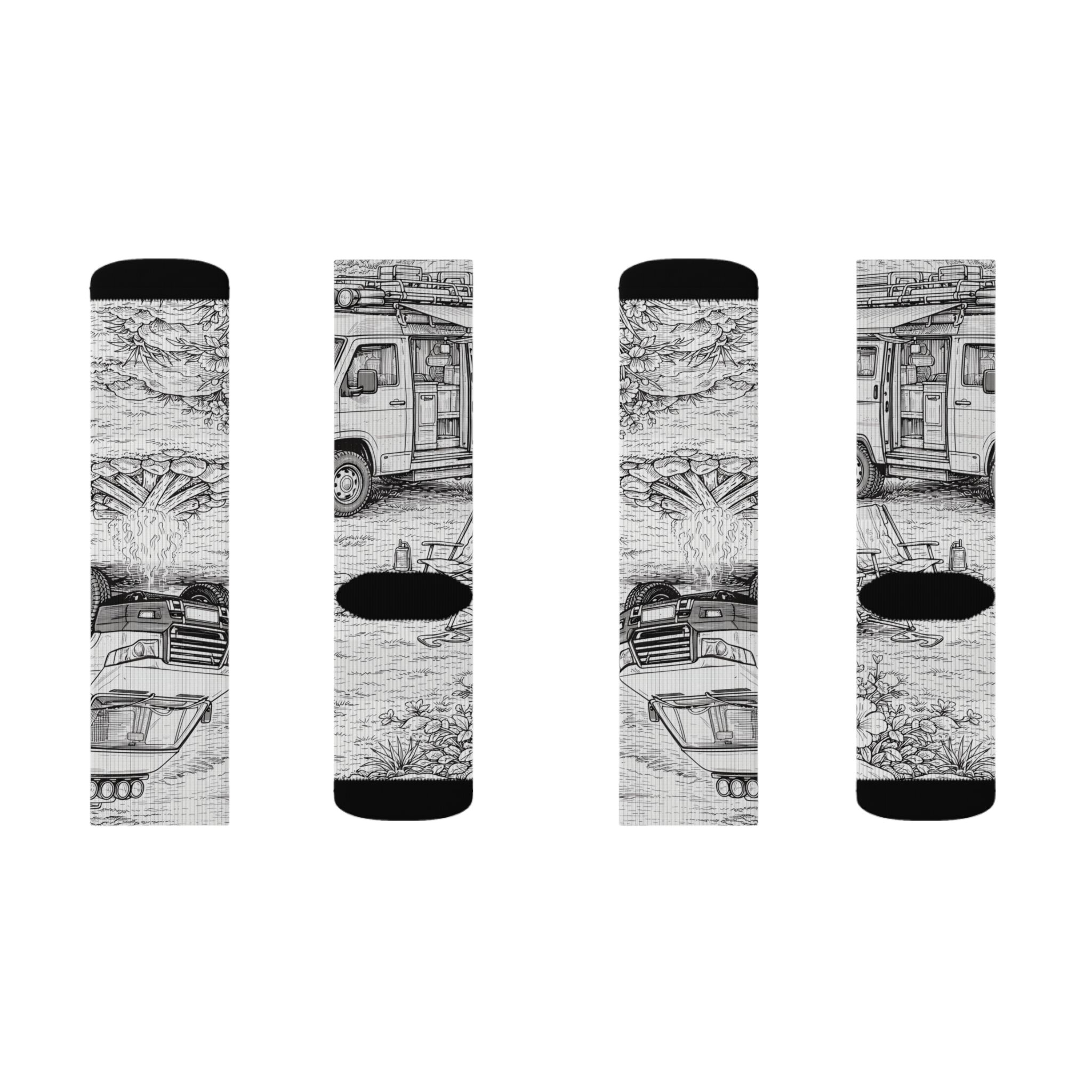 Sublimation Socks — Retro Camper Roadtrip Crew Socks