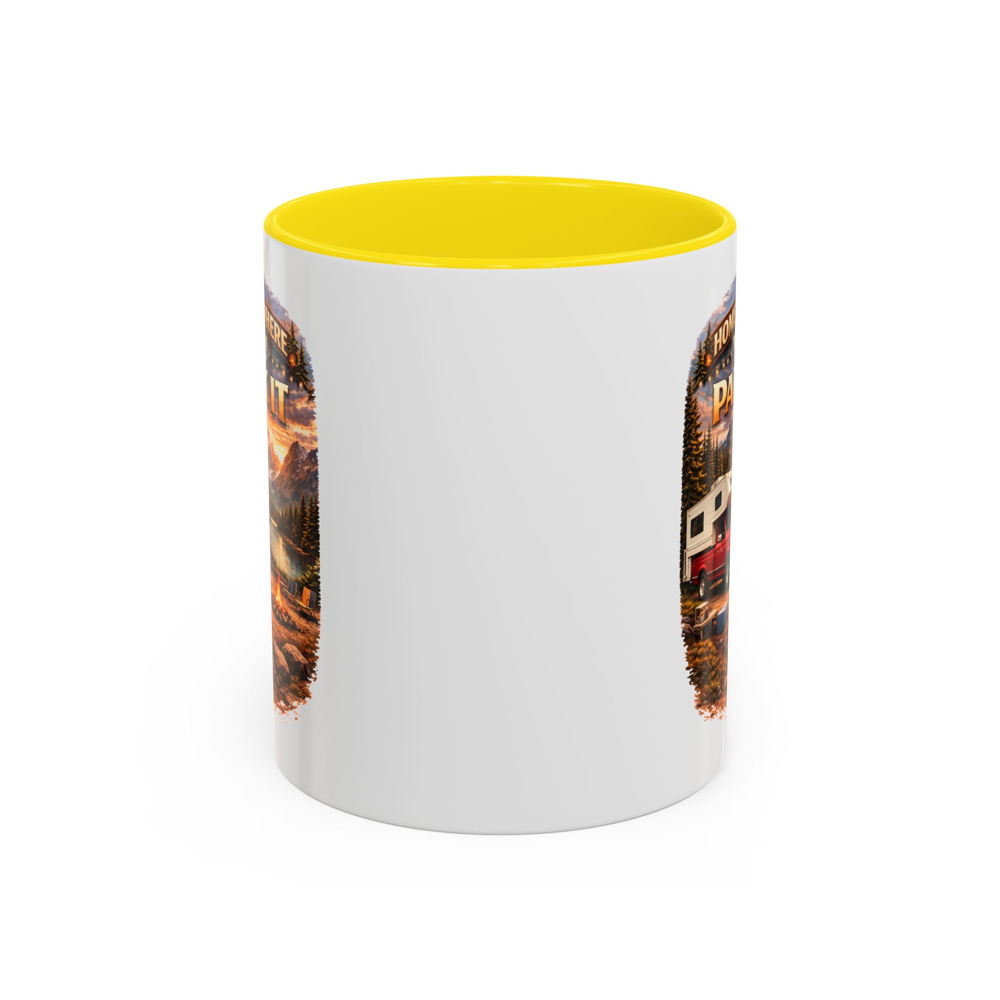 Accent Coffee Mug (11, 15oz) — "Home Is Where You Park It" Design Scenic-Line