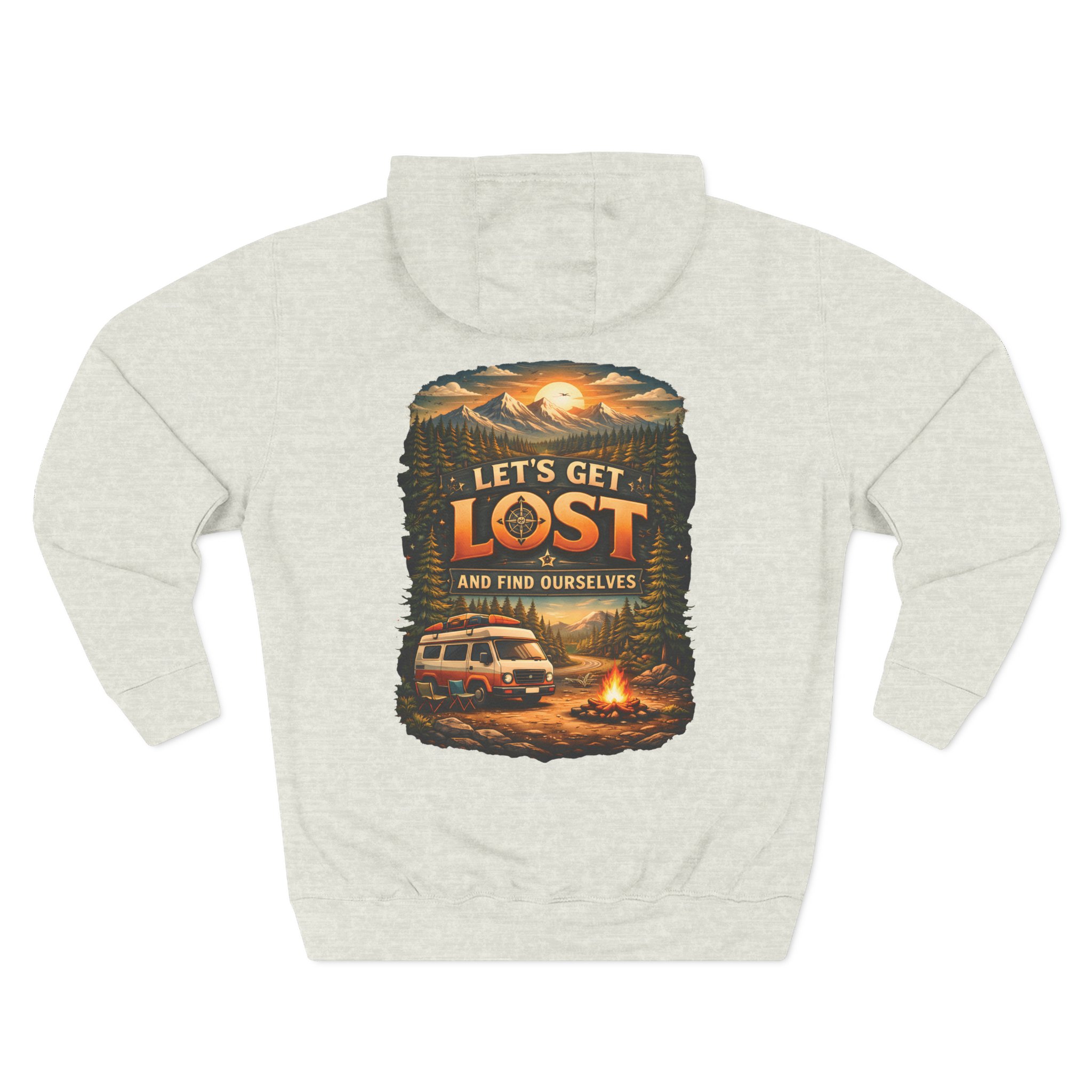 Three-Panel Fleece Hoodie - "Let´s Get Lost And Found Ourselfs" Design Scenic-Line