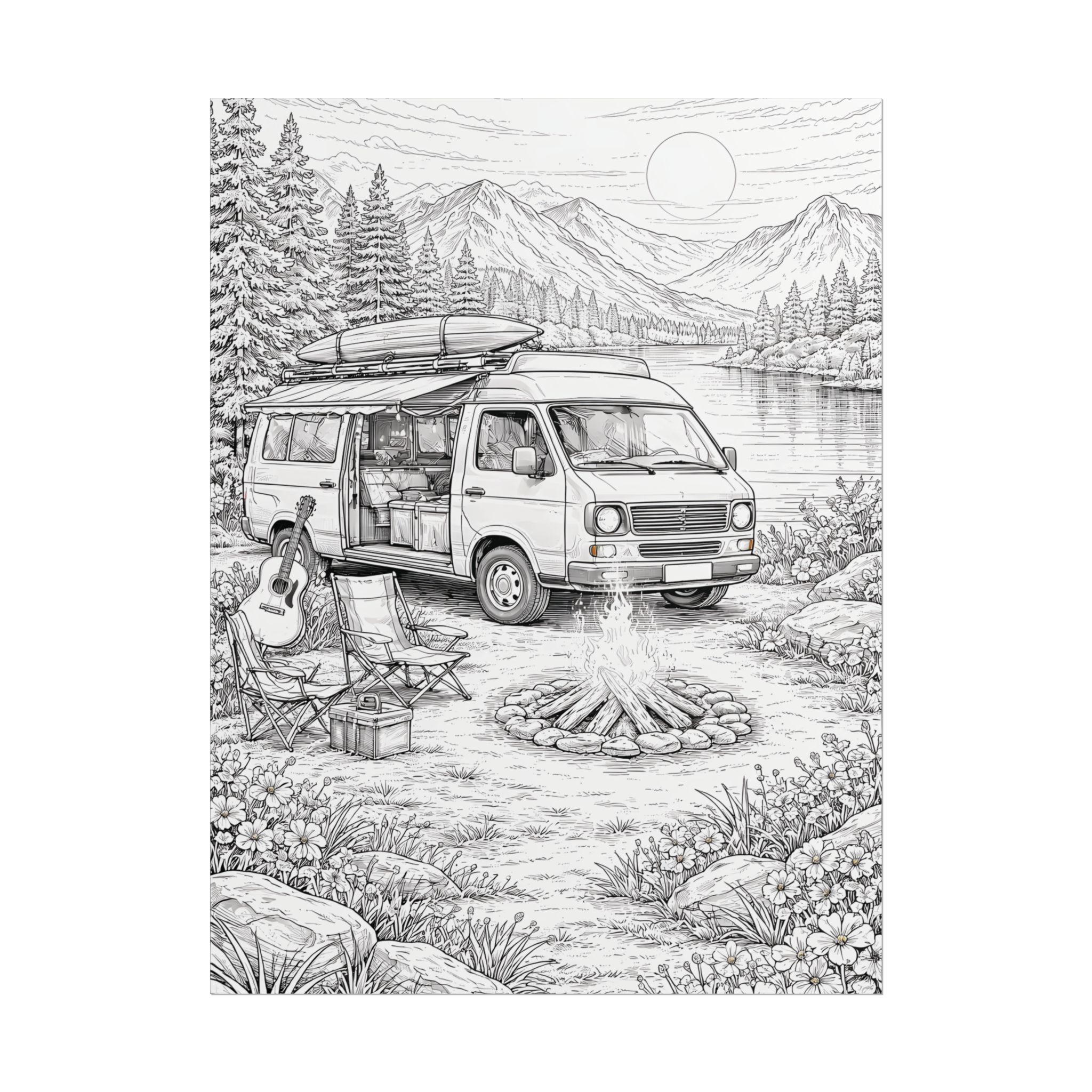 Campervan Poster — Vintage RV Camping Landscape Wall Art