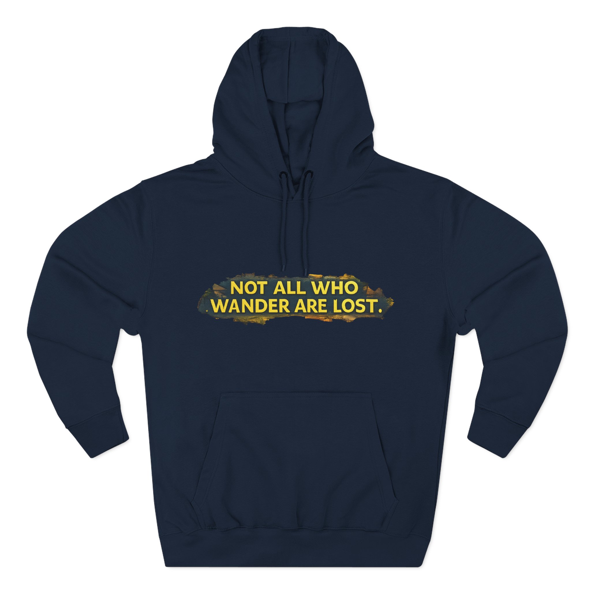 17009229217959810826_2048.jpeg Three-Panel Fleece Hoodie - "Not All Who Wander Are Lost" Design Cubic-Line